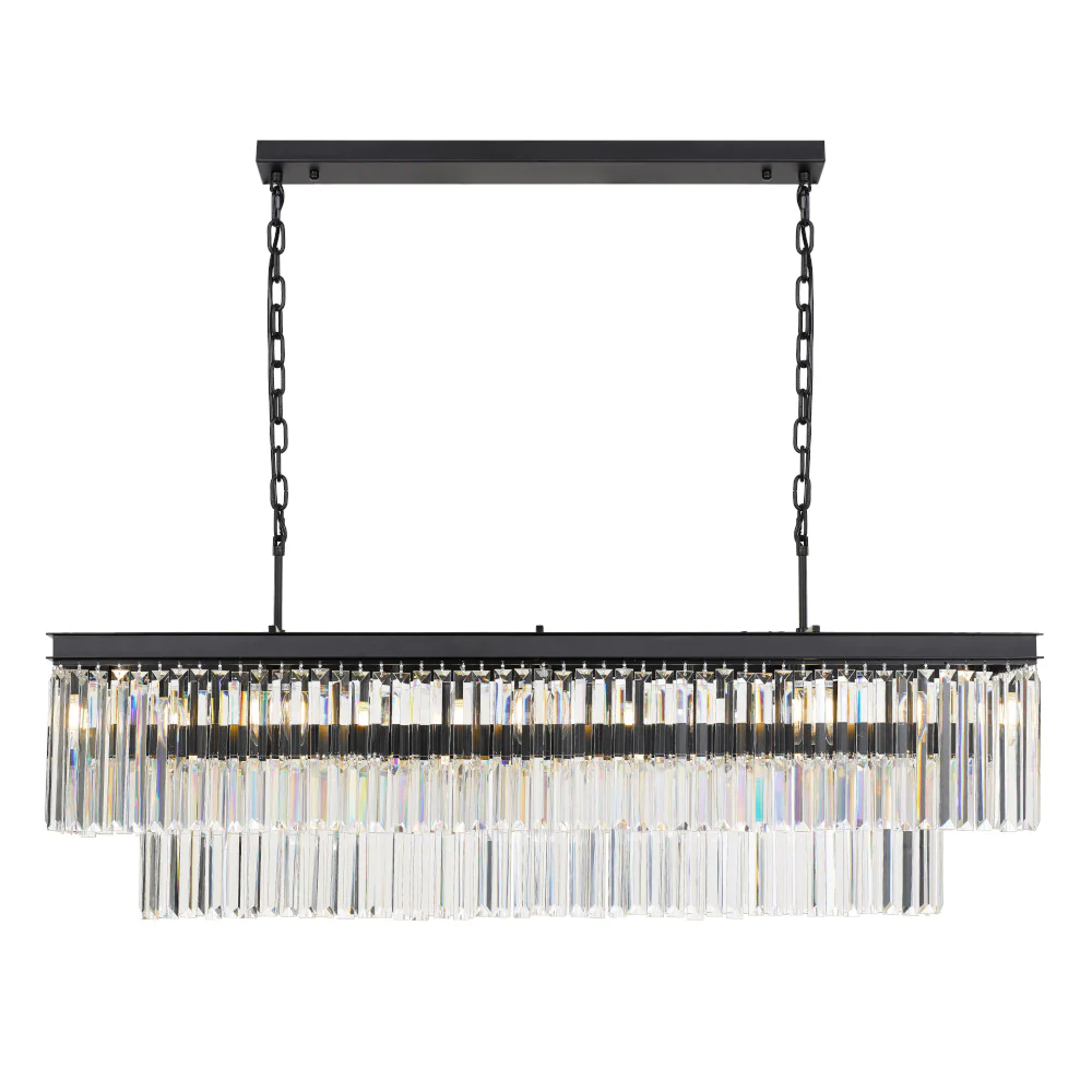 Saint 13 Light Rectangular Crystal Two Tier Pendant Light
