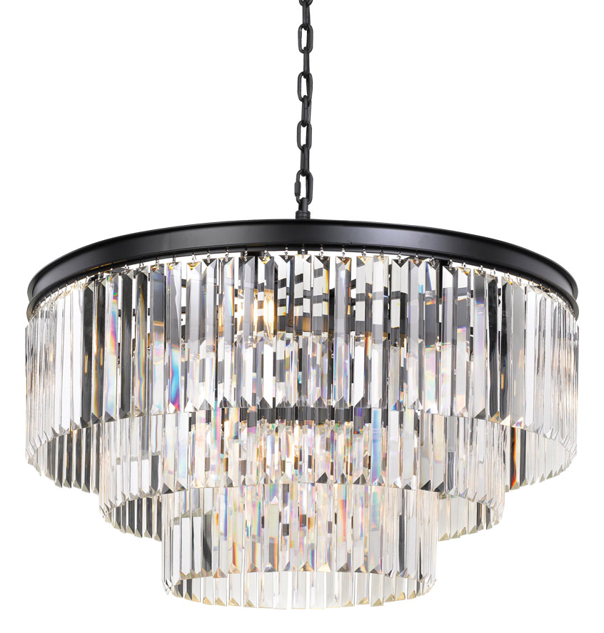 Saint 16 Light Round Crystal Three Tier Pendant Light