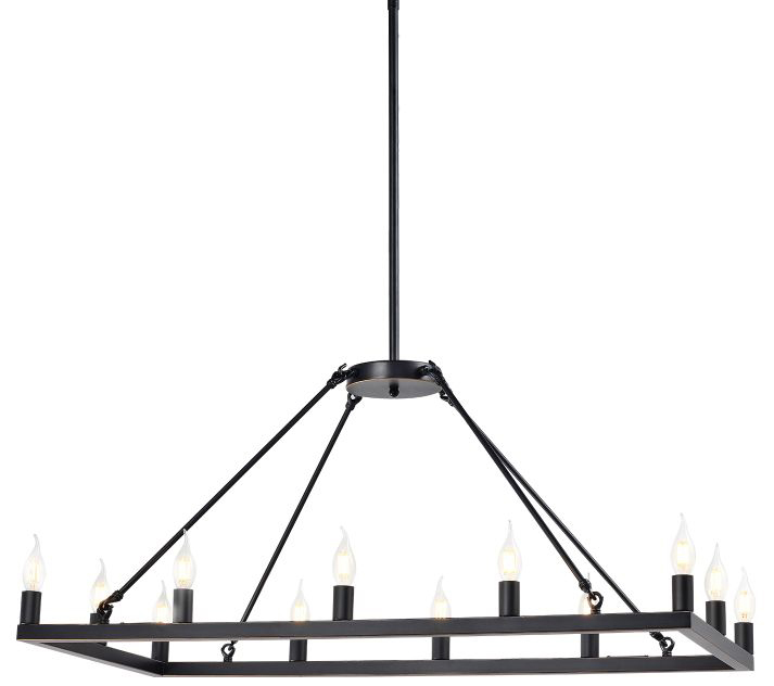 Olivia Vintage Candle Rectangular 12 Light Chandelier