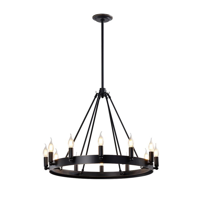Olivia Bronze Vintage Candle Round 12 Light Chandelier