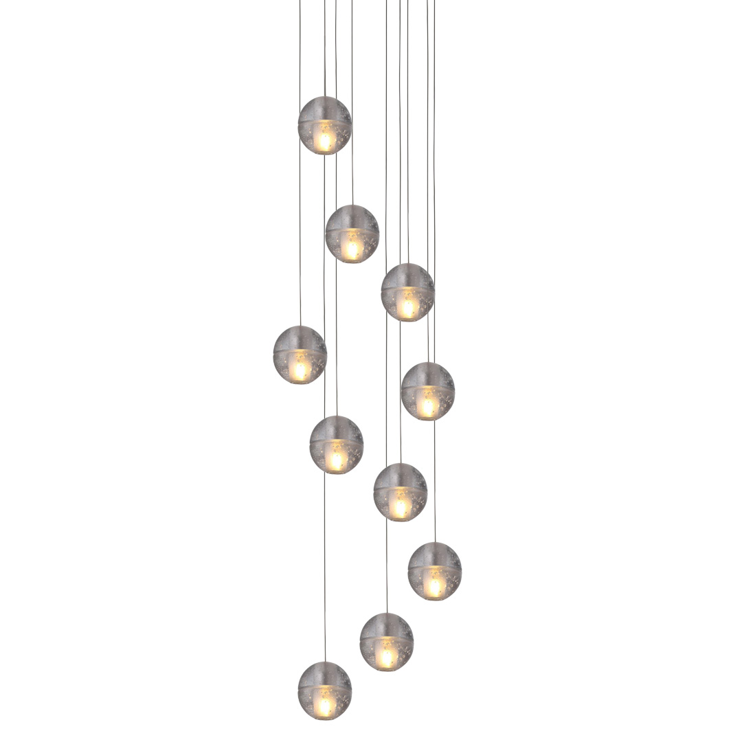 Space Bubble Spherical Clear Glass 10 Light LED Cluster Chandelier