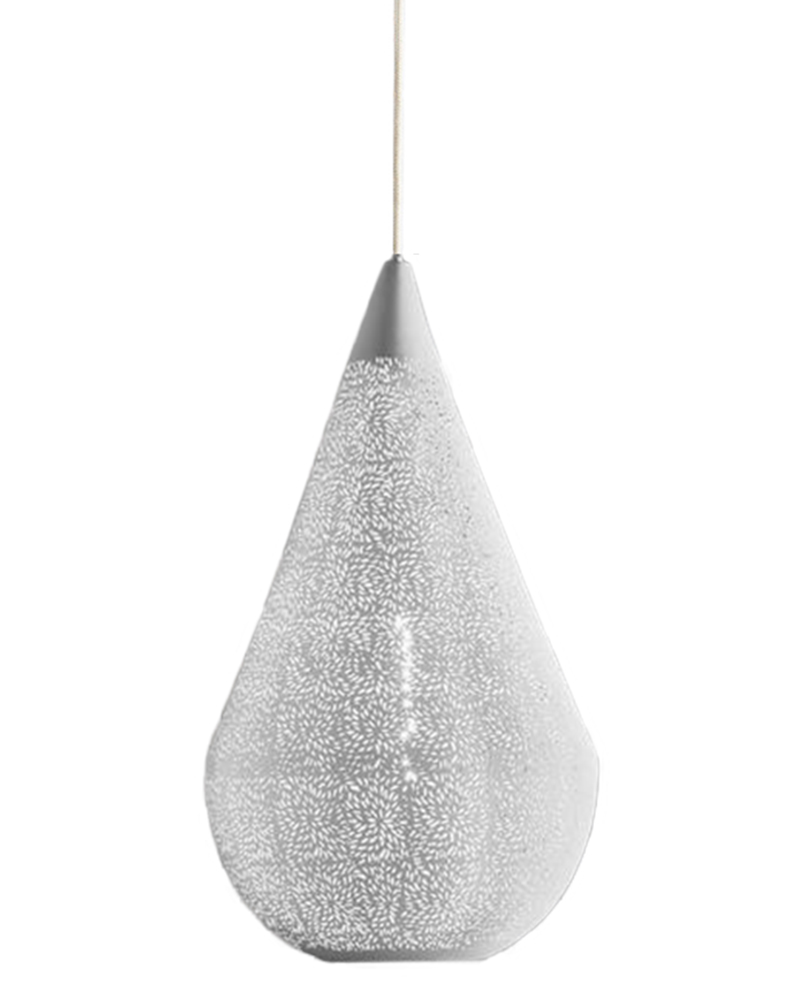 Akesh White Perforated Teardrop Pendant