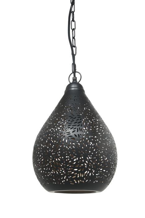 Aqua Black Perforated Teardrop Pendant
