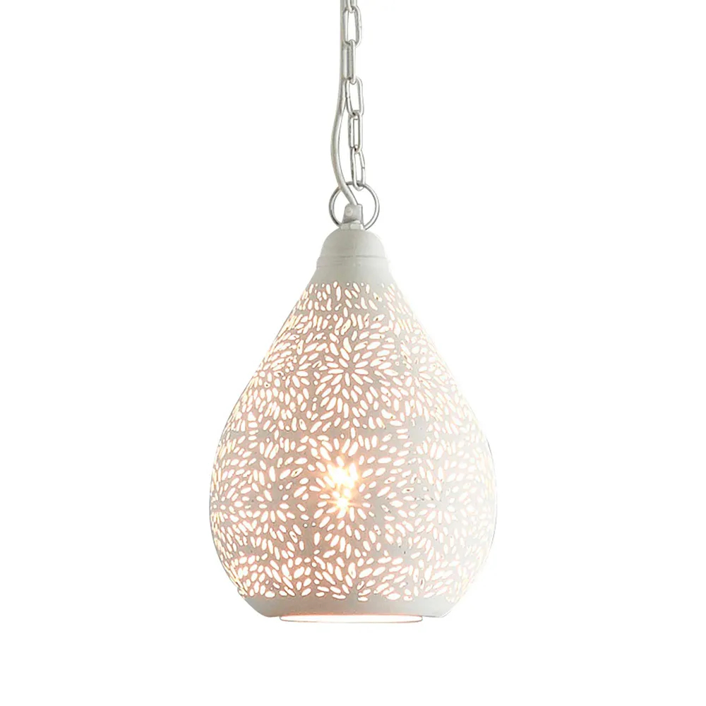 Aqua White Perforated Teardrop Pendant