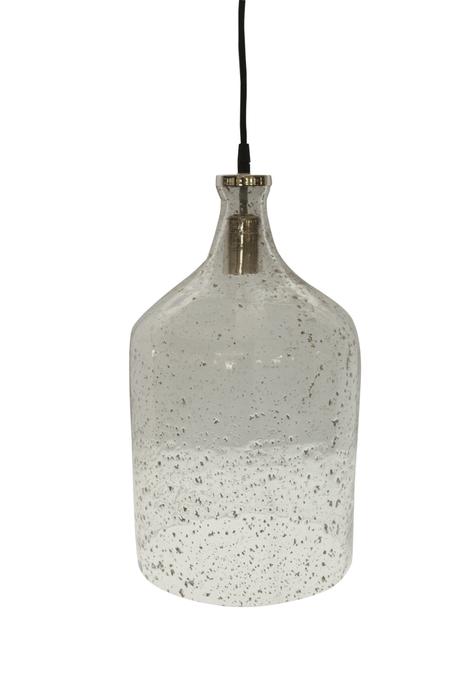 Lustre Glass Flagon Stone Effect Pendant Light - Clear