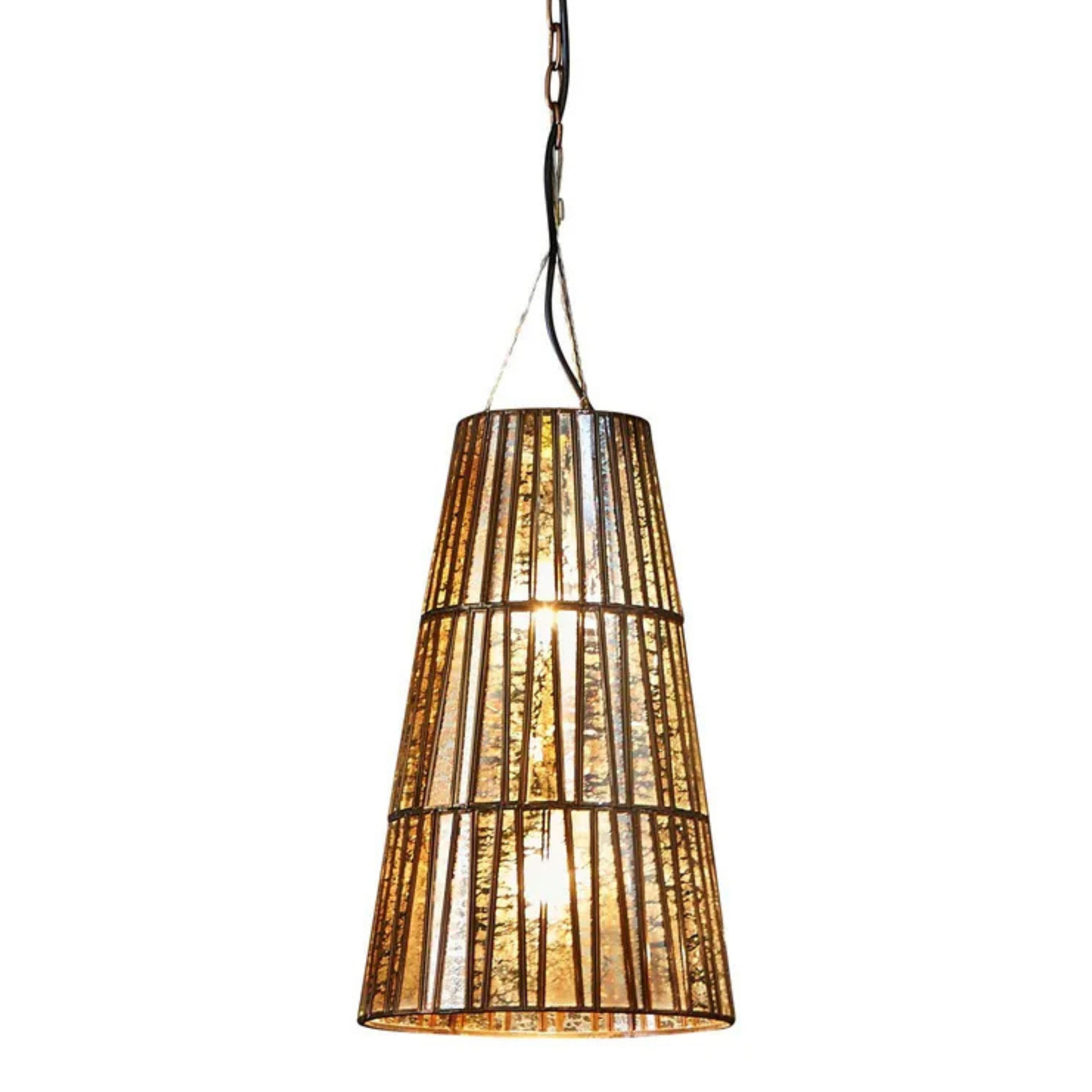 Cavalier Large Glass Brass Cone Pendant