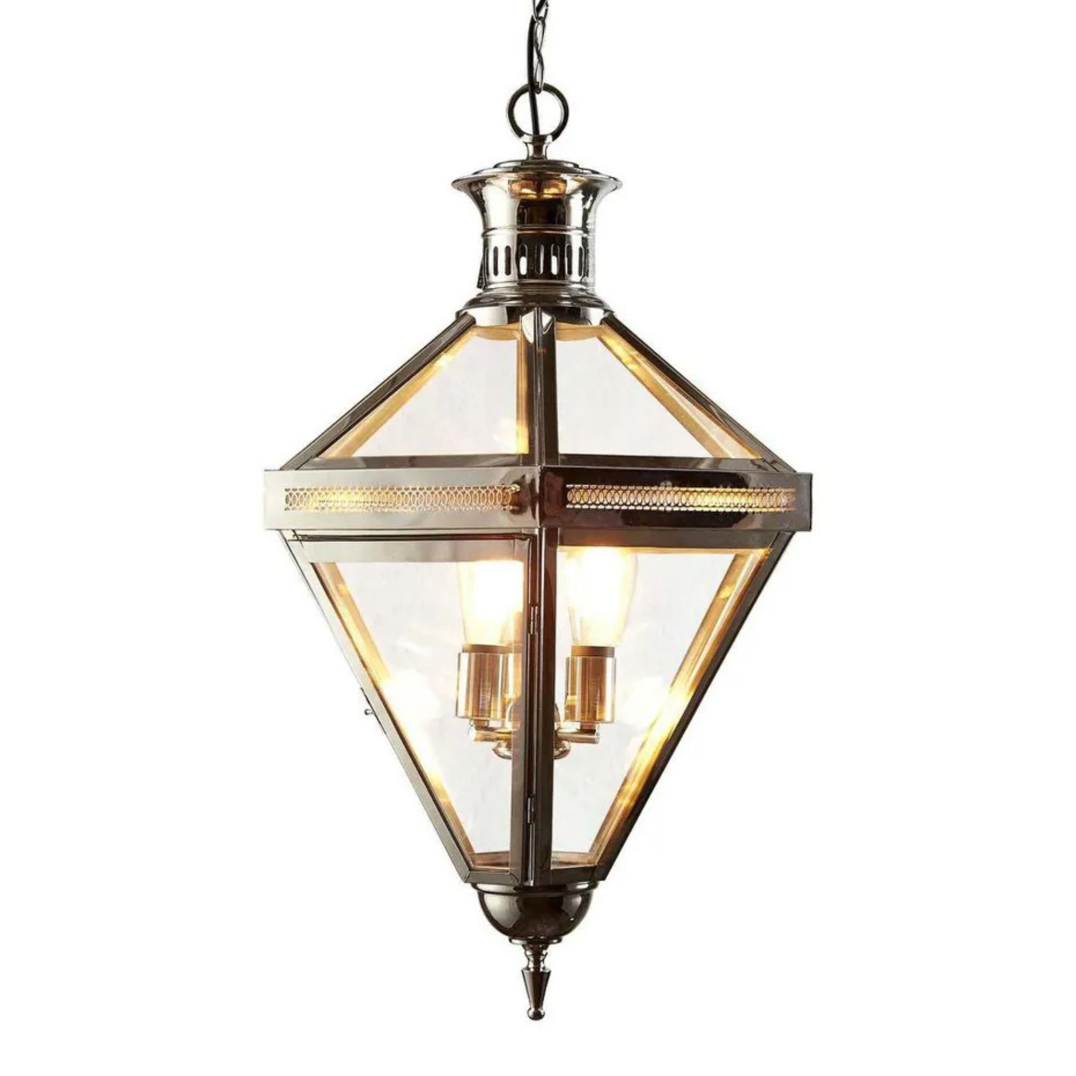 Rockefeller 3 Light Nickel Glass Pendant Chandelier