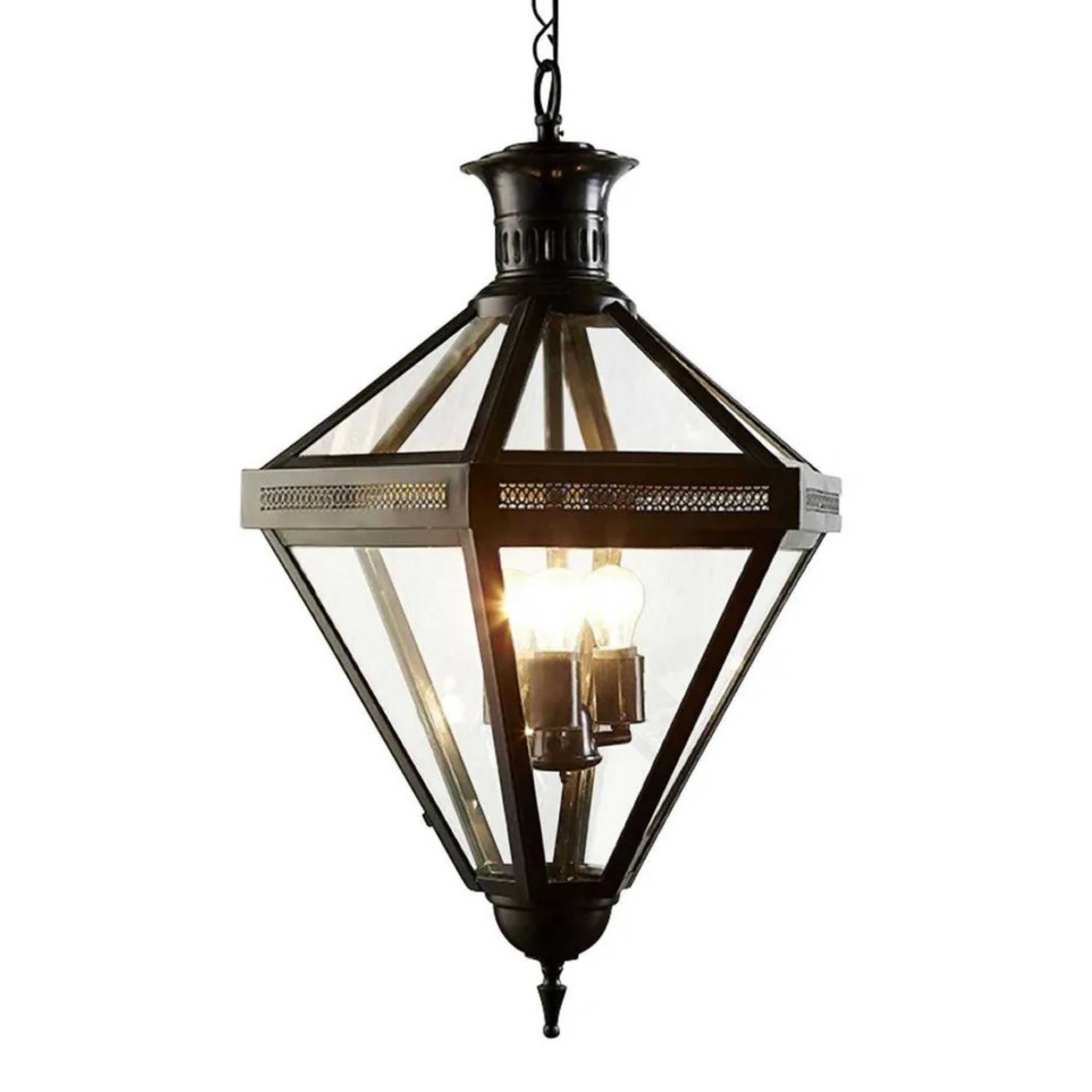 Rockefeller 3 Light Black Glass Pendant Chandelier
