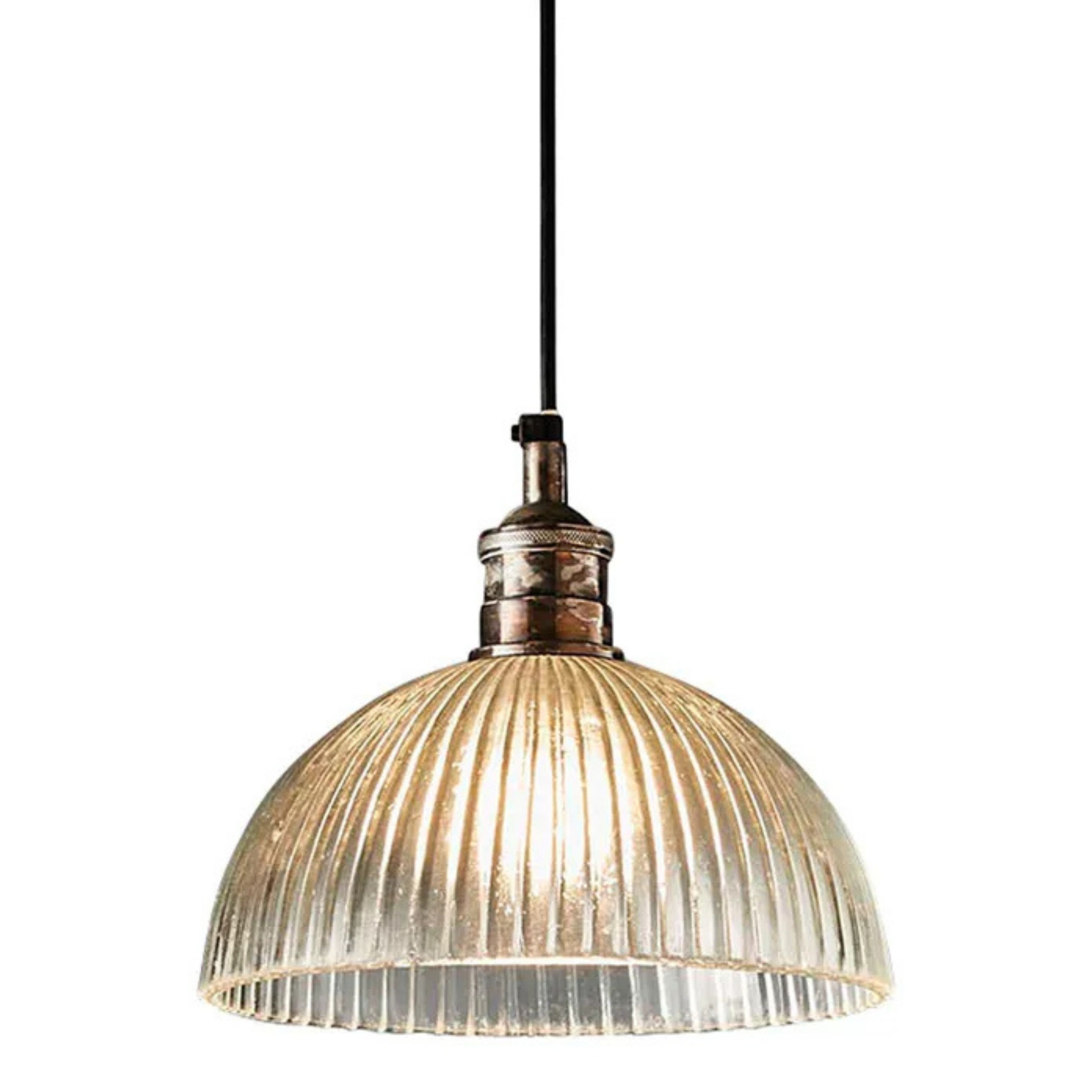 Frat Antique Silver Dome Glass Pendant Light