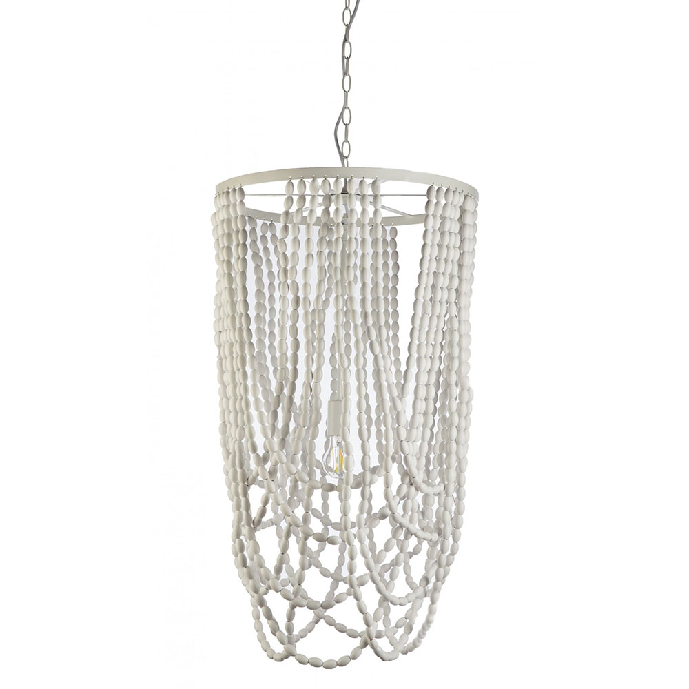 Cascata White Beaded Pendant Chandelier