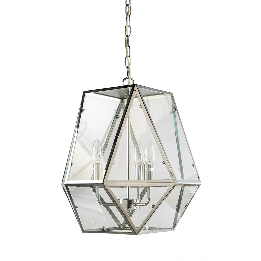 Gabbia 3 Light Chrome Glass Pendant Light