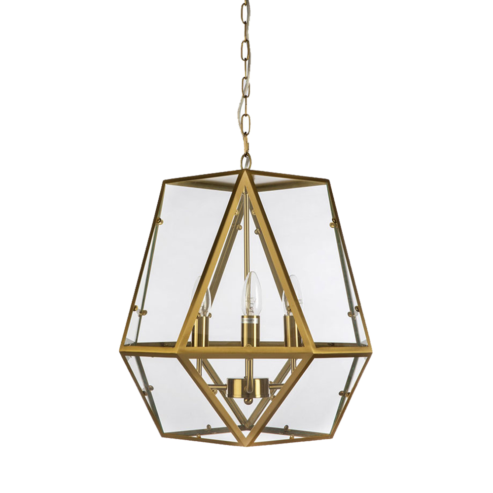 Gabbia 3 Light Gold Glass Pendant Light