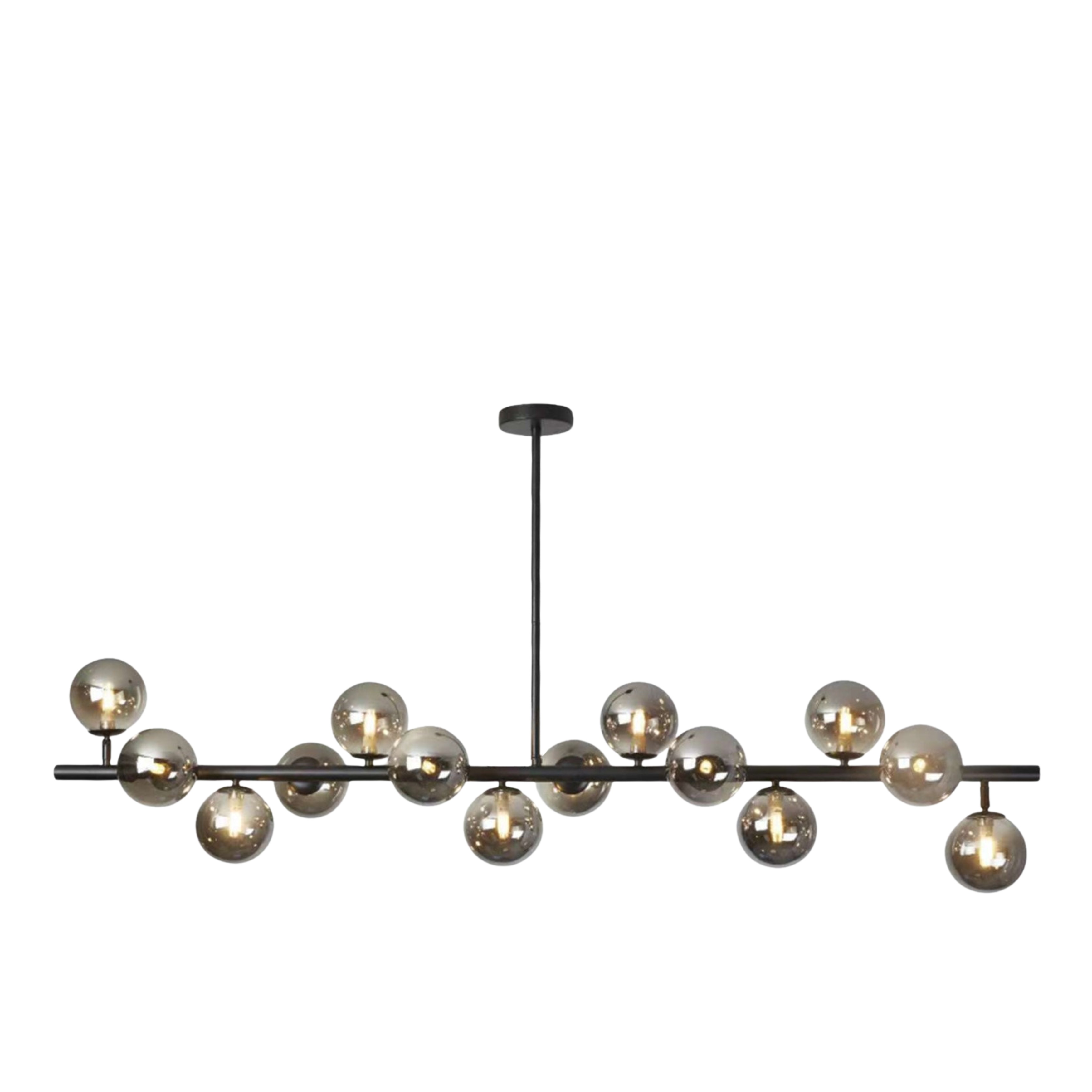 Midnight 14 Light Black Bar Smoke Glass Pendant Light