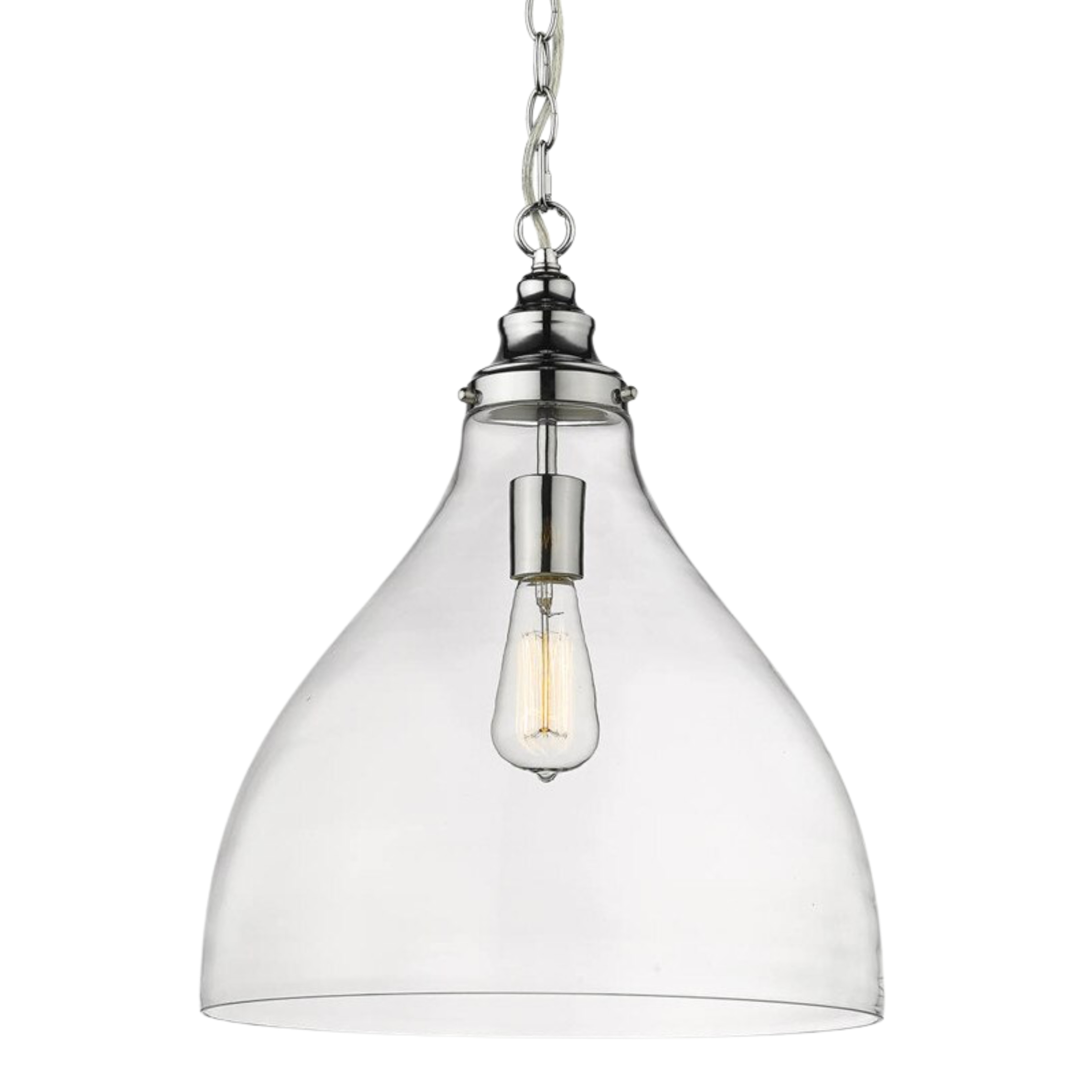 Keys Clear Glass Chain Pendant Light - Chrome-Large-1