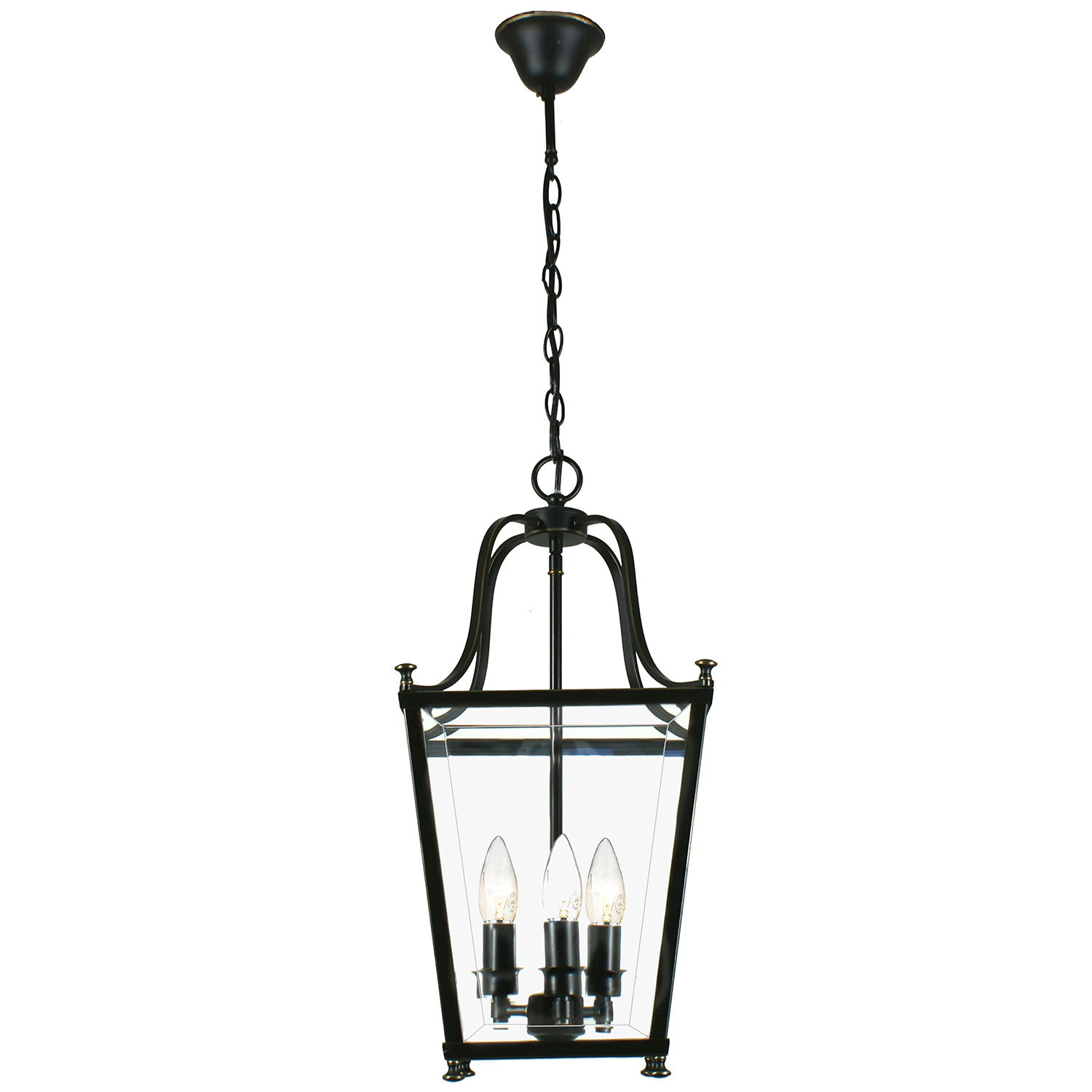 Montana 3 Light Bronze Glass Lantern Pendant