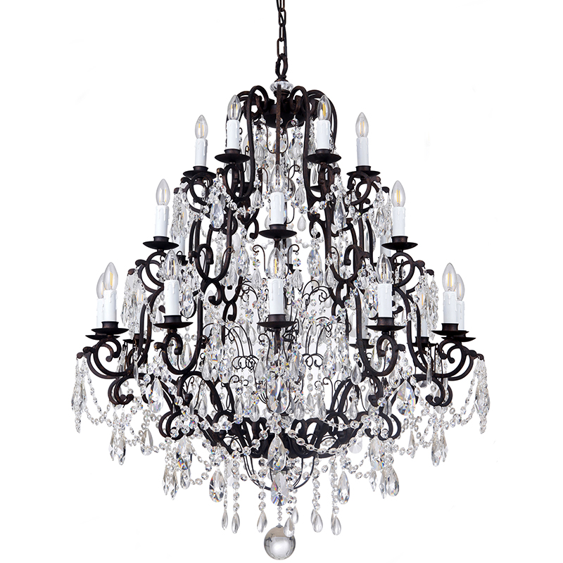 Salzburg 24 Light Bronze Crystal Pendant Chandelier