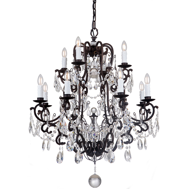 Salzburg 12 Light Bronze Crystal Pendant Chandelier