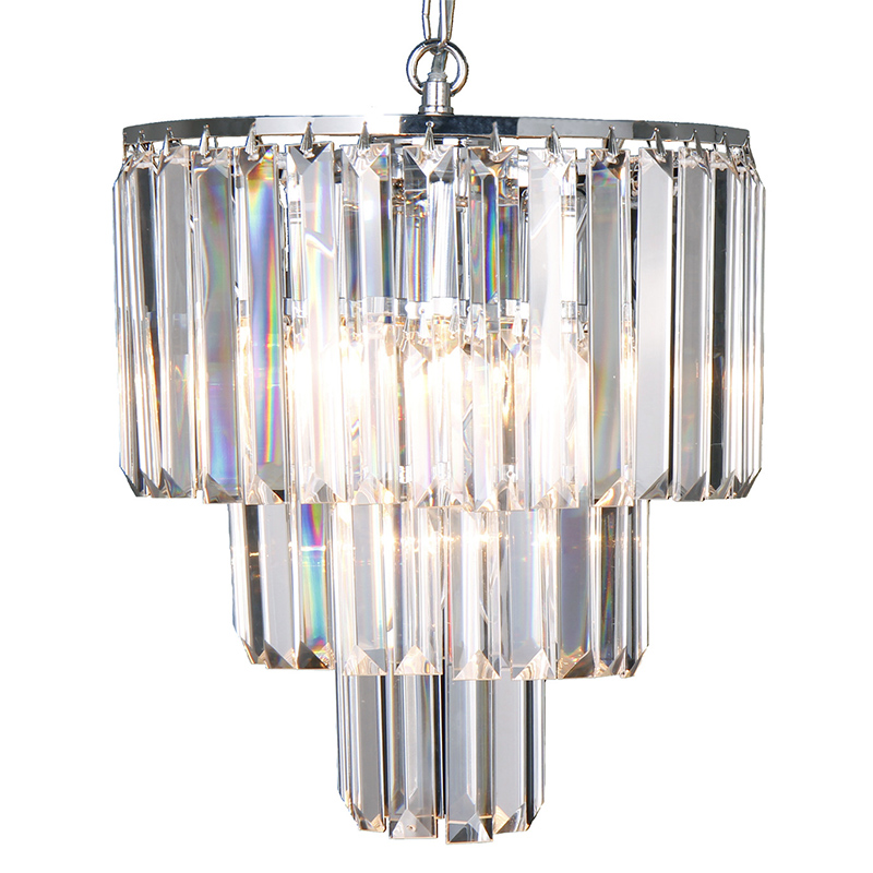 Celestial 3 Tier Chrome Crystal Pendant Chandelier