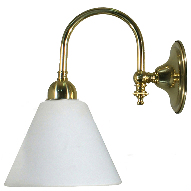 Loxton Cone Opal Glass Wall Light - Polished Brass