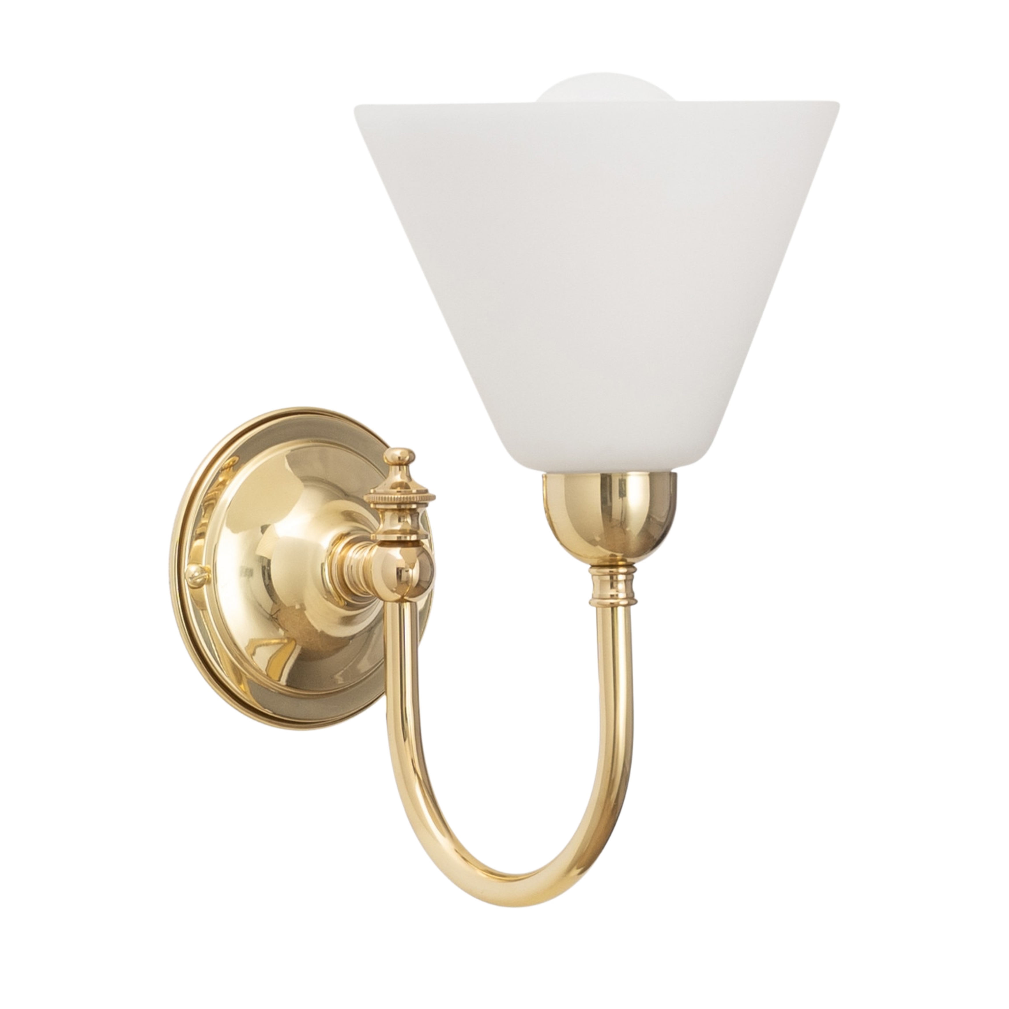 Loxton Cone Opal Glass Wall Light - Polished Brass