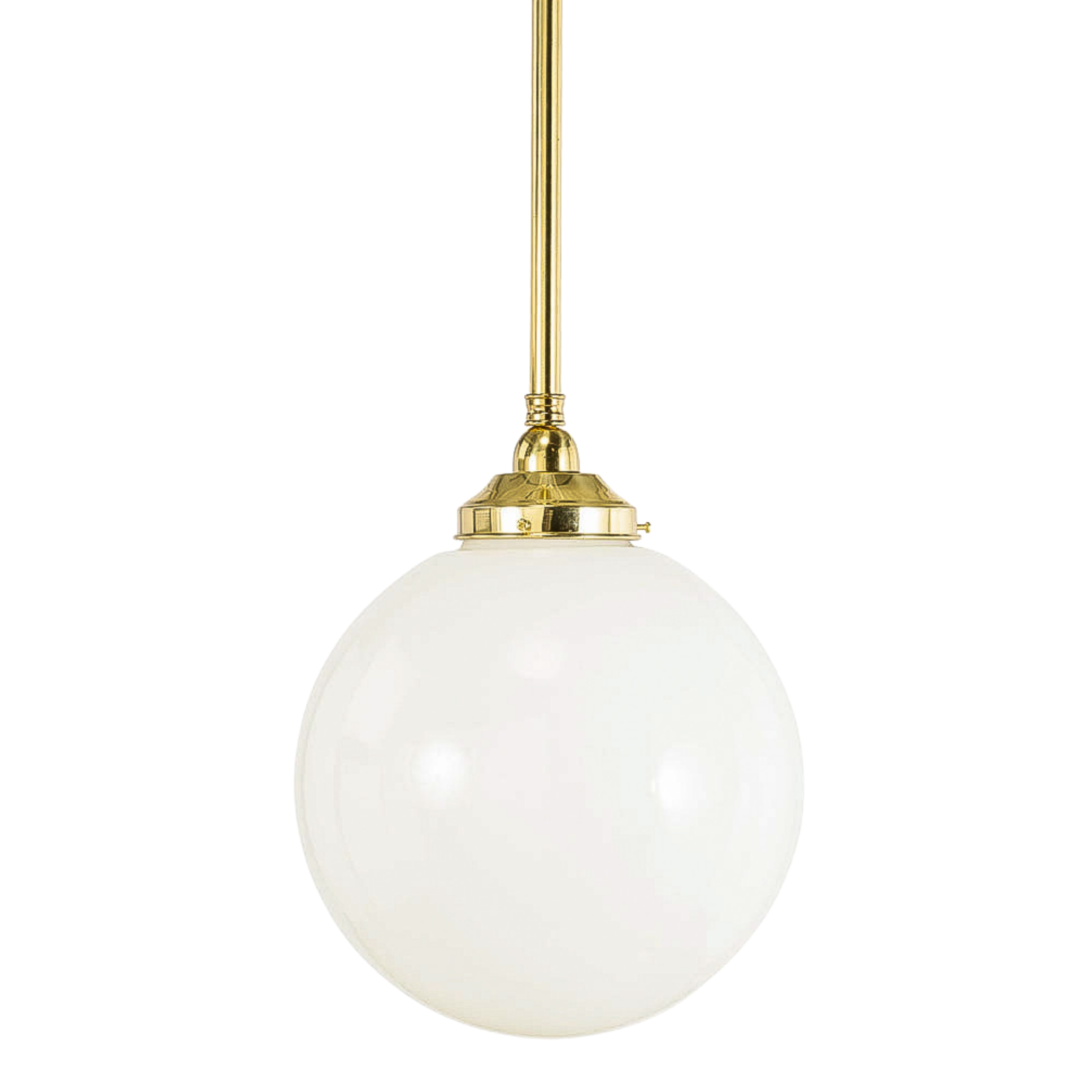 Sphere Gloss Opal Glass Rod Pendant Light - Brass