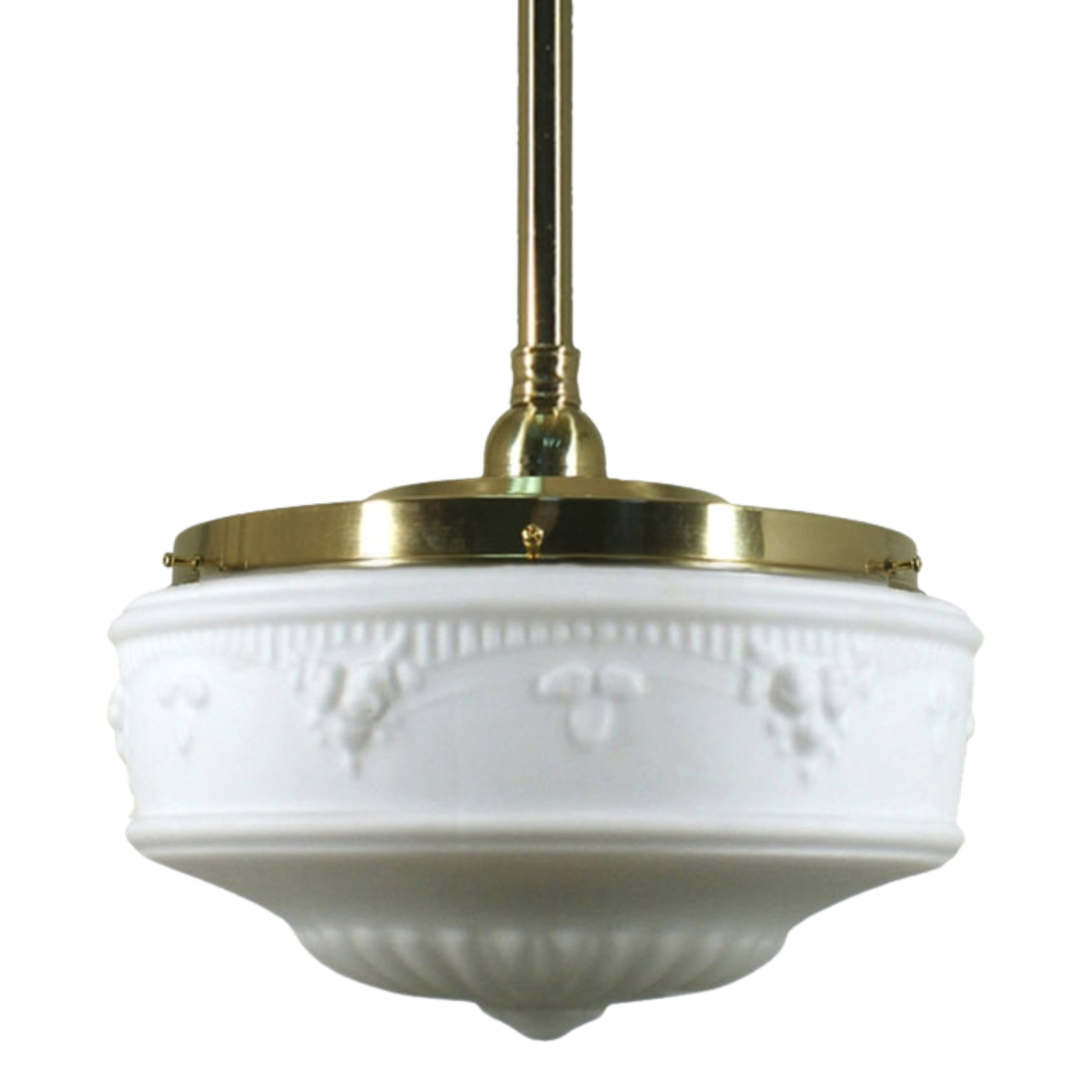 Senator Matt Opal Glass Rod Pendant Light - Brass