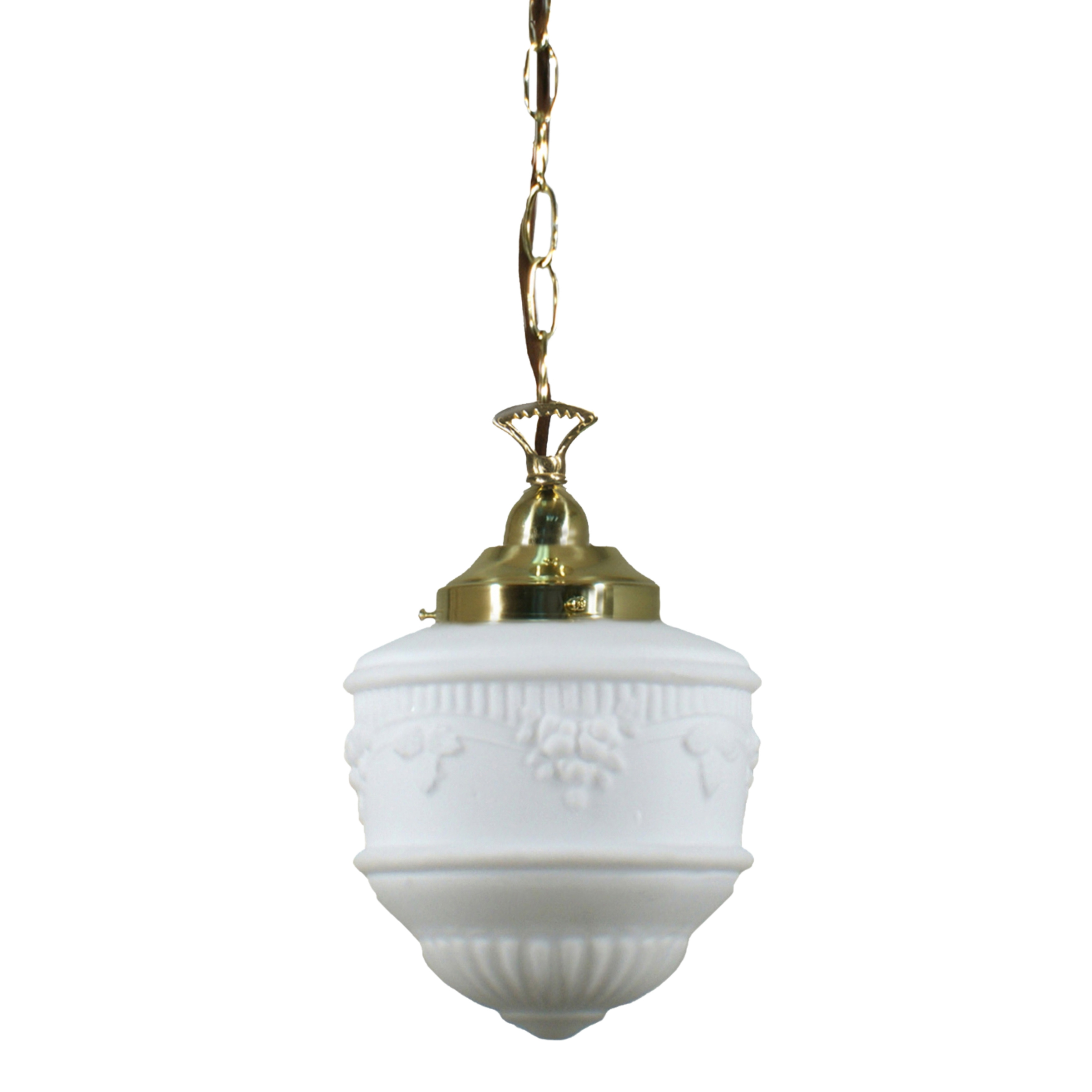 Senator Matt Opal Glass Single Chain Pendant - Brass