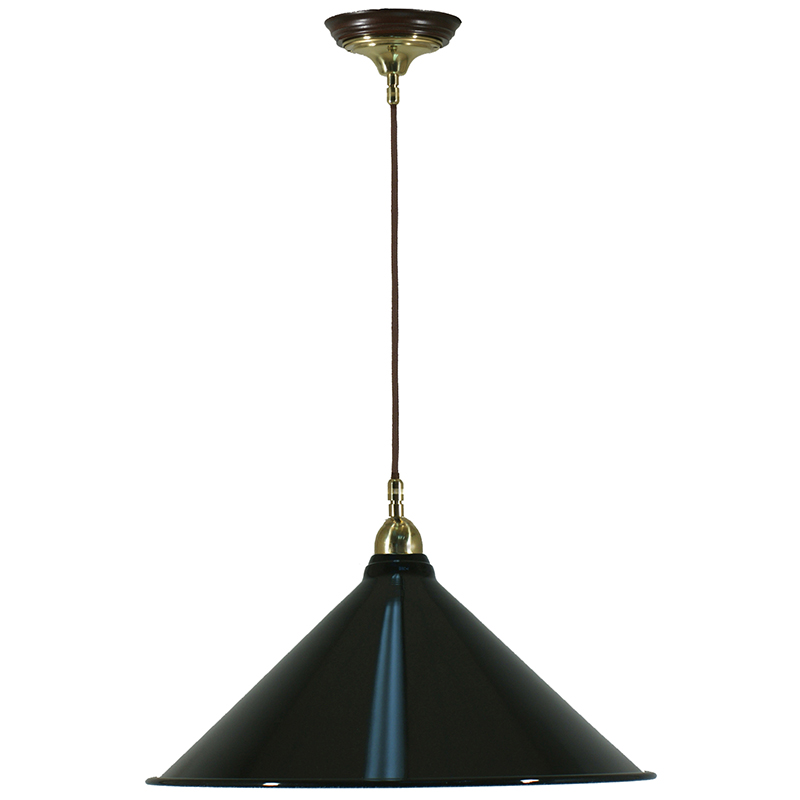 Edwardian Brass Metal Cone Cord Pendant - Black