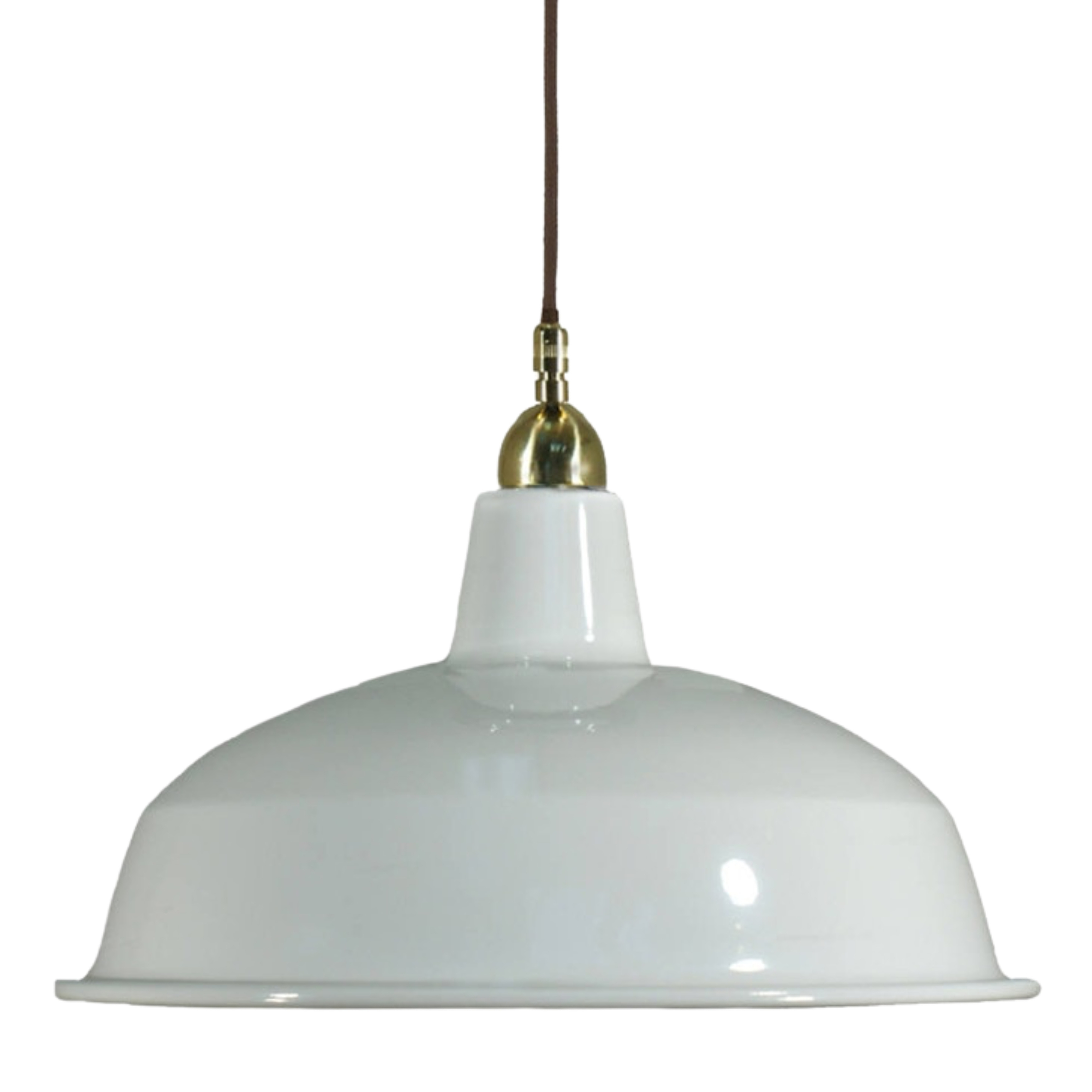 Warehouse Brass Metal White Dome Cord Pendant