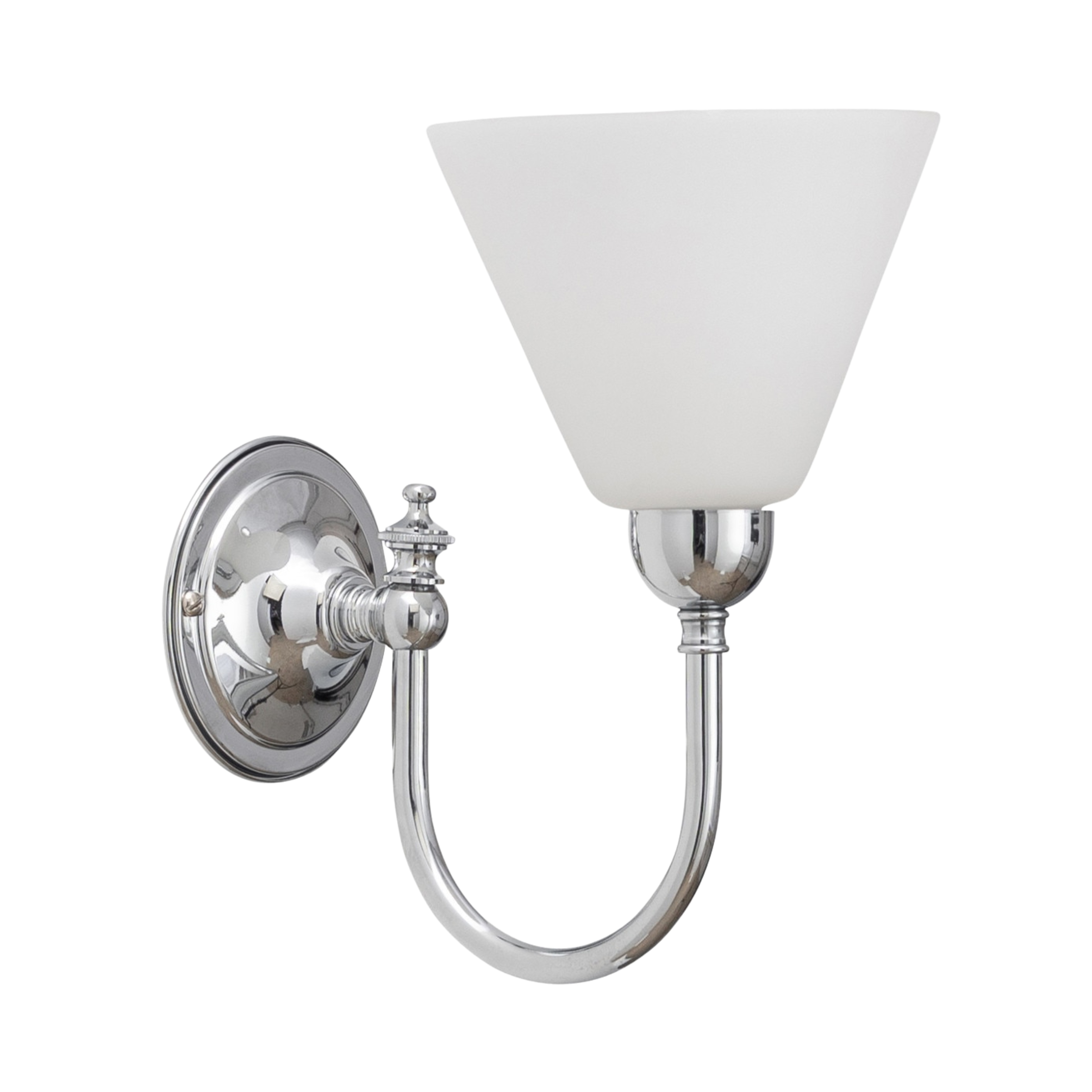 Loxton Cone Opal Glass Wall Light - Chrome