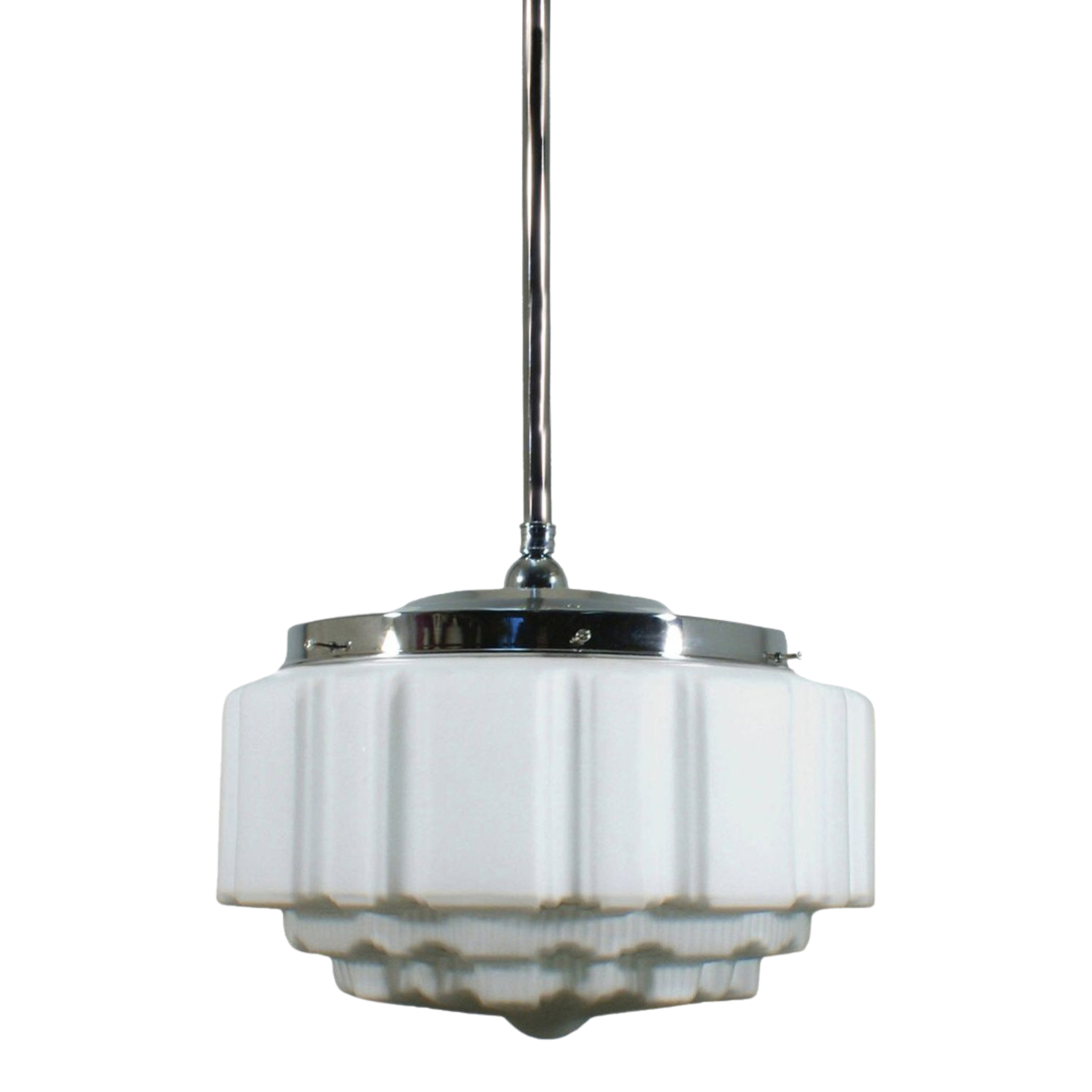 St Kilda Matt Opal Glass Rod Pendant Light - Chrome