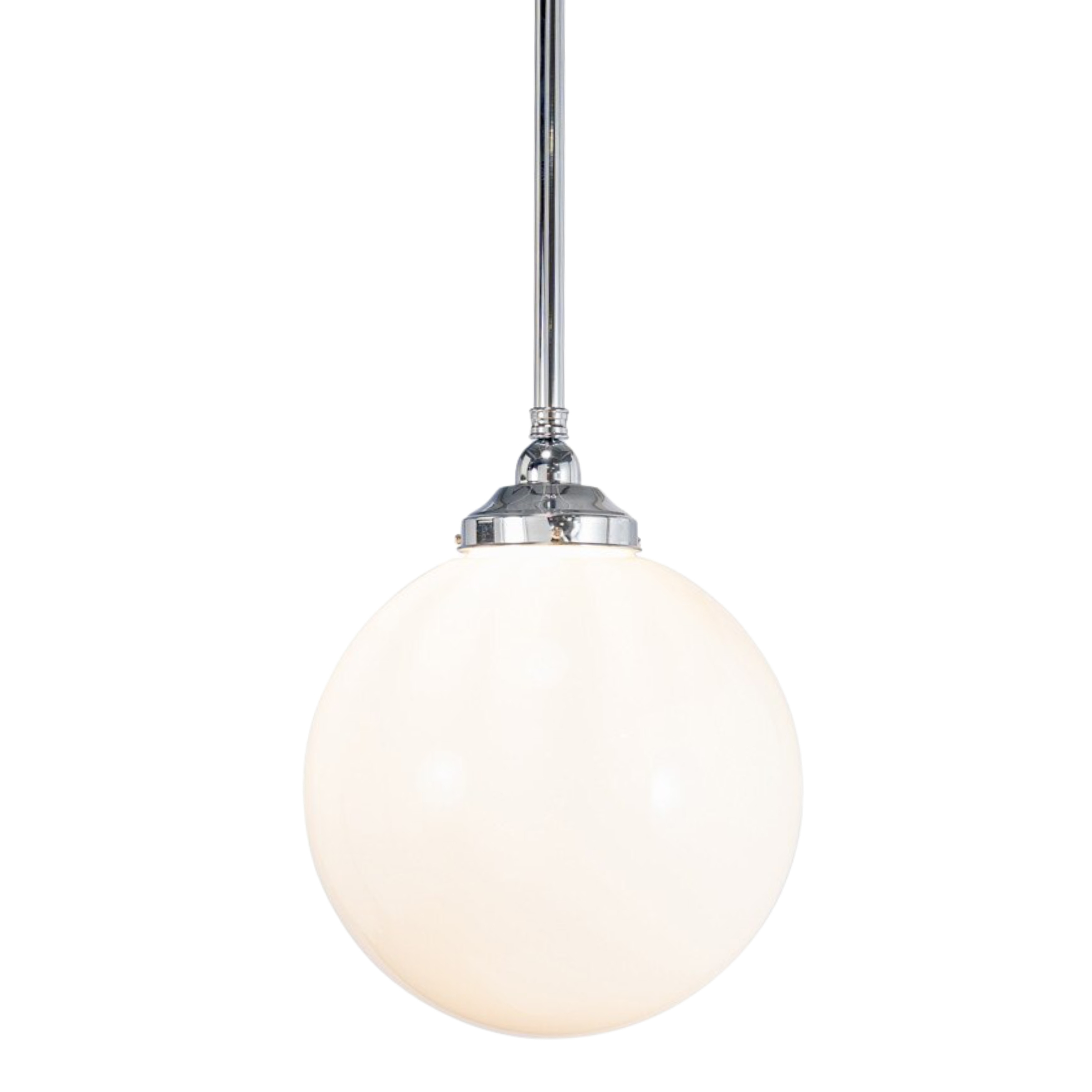 Sphere Gloss Opal Glass Rod Pendant Light - Chrome