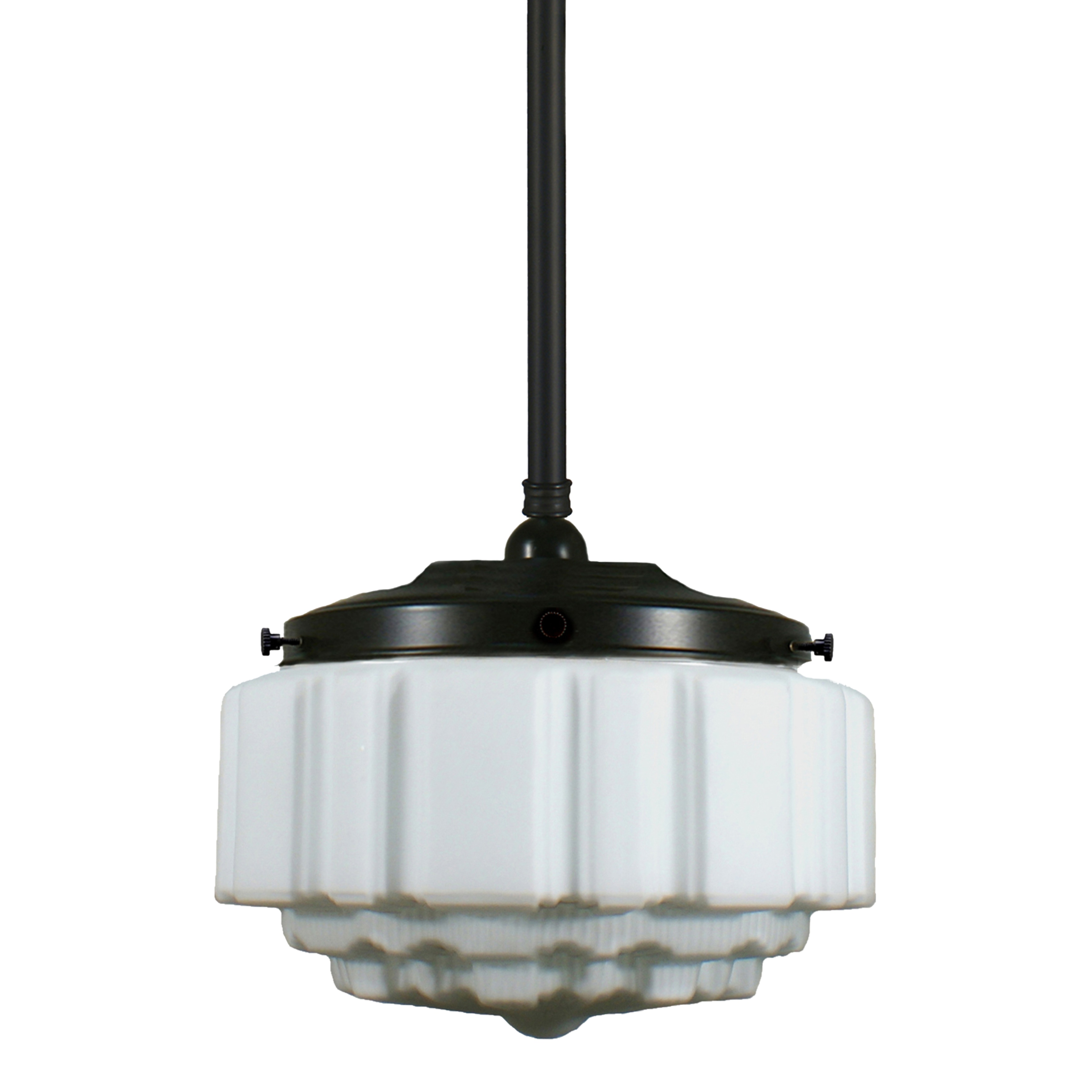 St Kilda Matt Opal Glass Rod Pendant Light - Patina