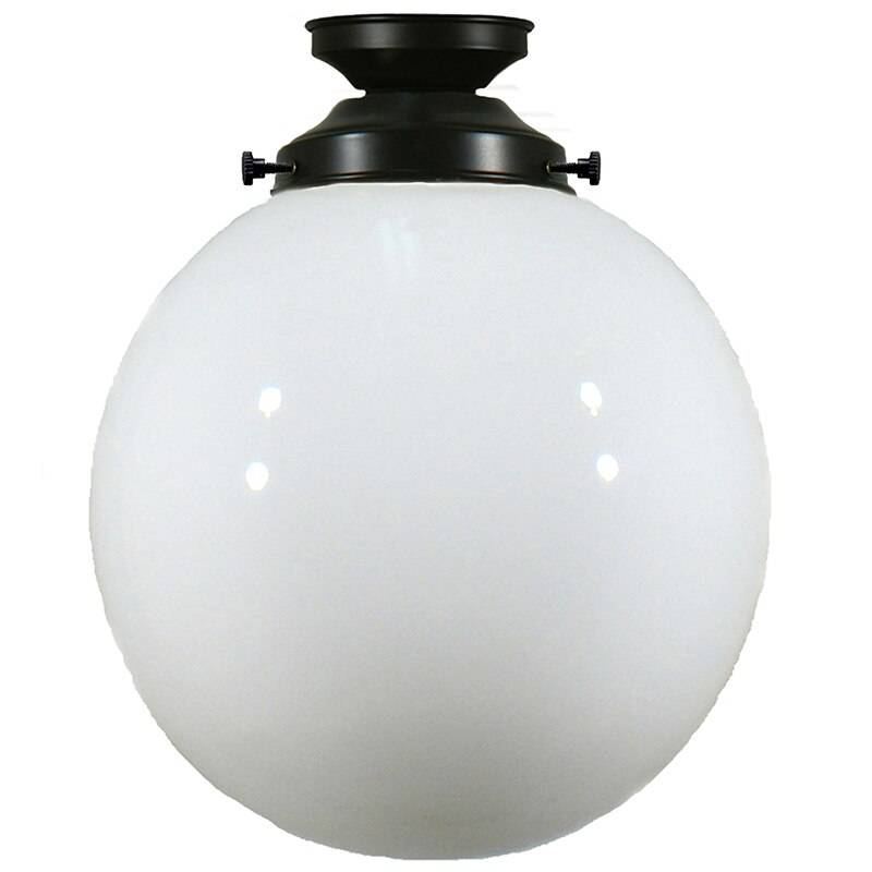 Sphere Black Patina Opal Glass Close to Ceiling Light