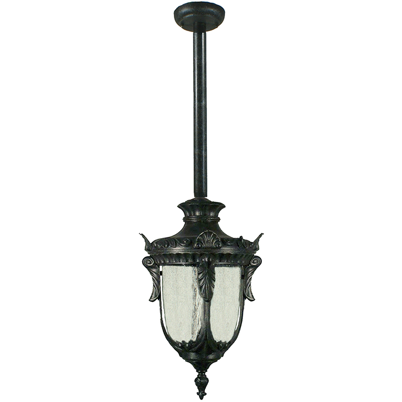 Wellington Exterior Antique Black Rod Pendant Light