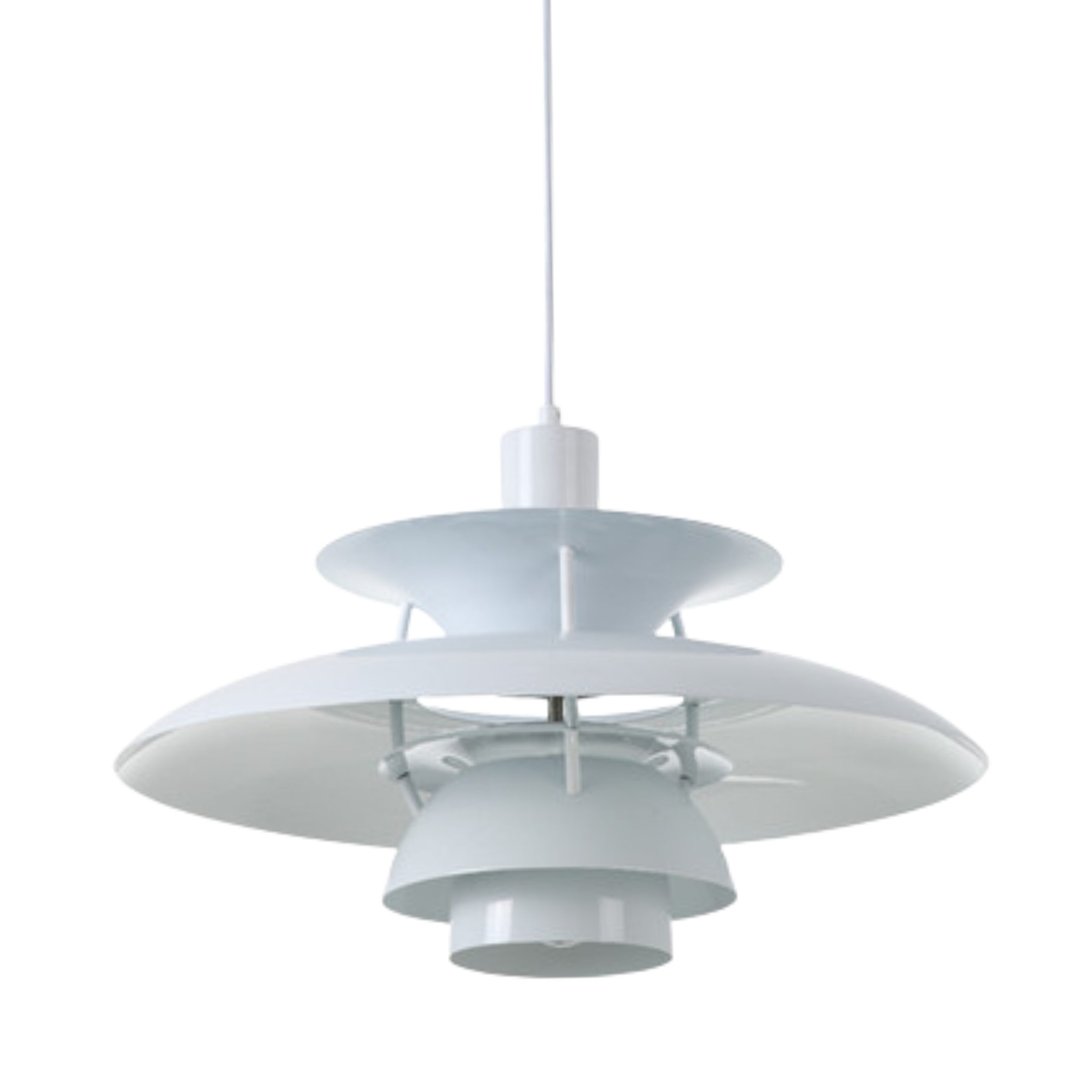 Three Shade White Classic Mid-Century Modern Pendant Light - Main