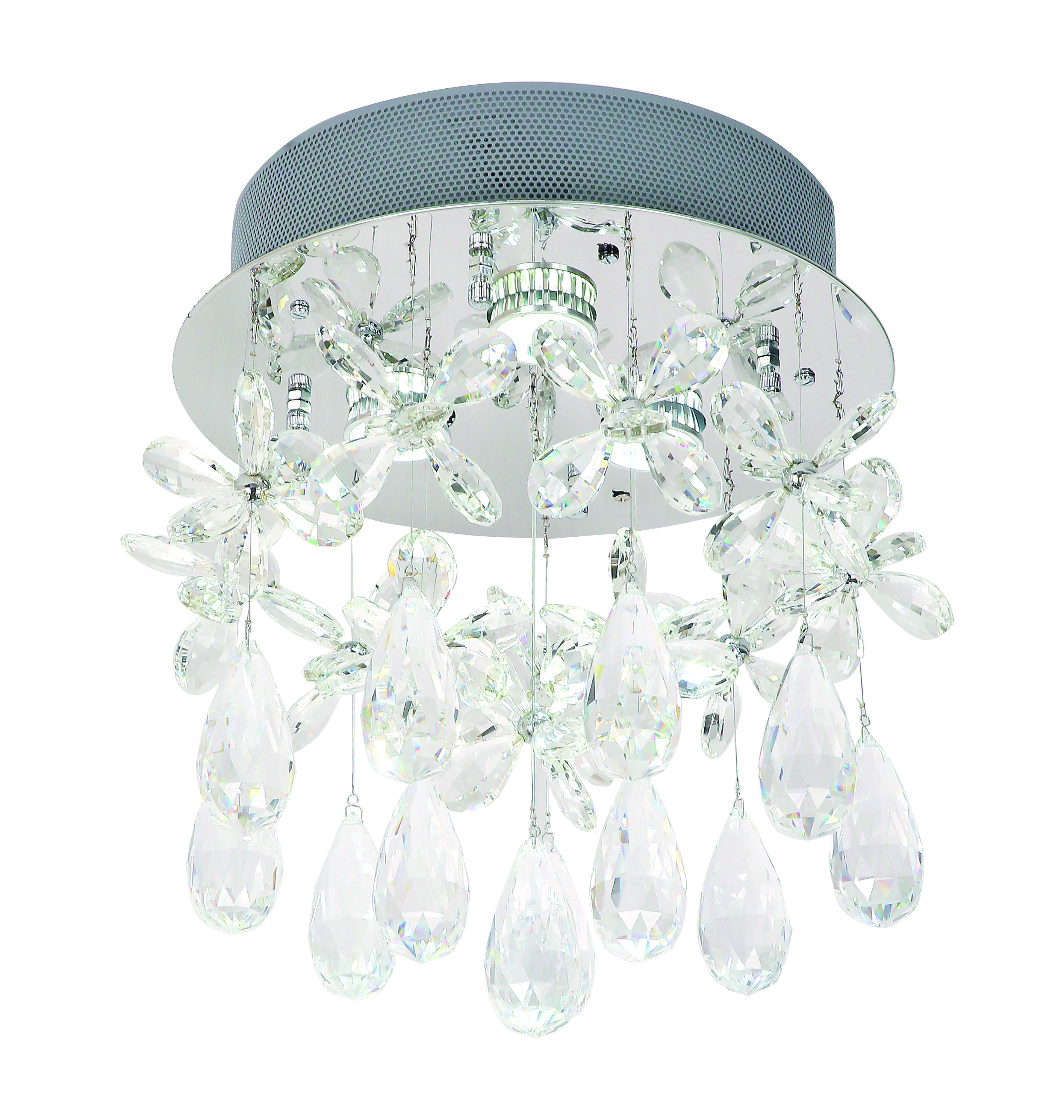 Florence Chrome Crystal Close To Ceiling Light