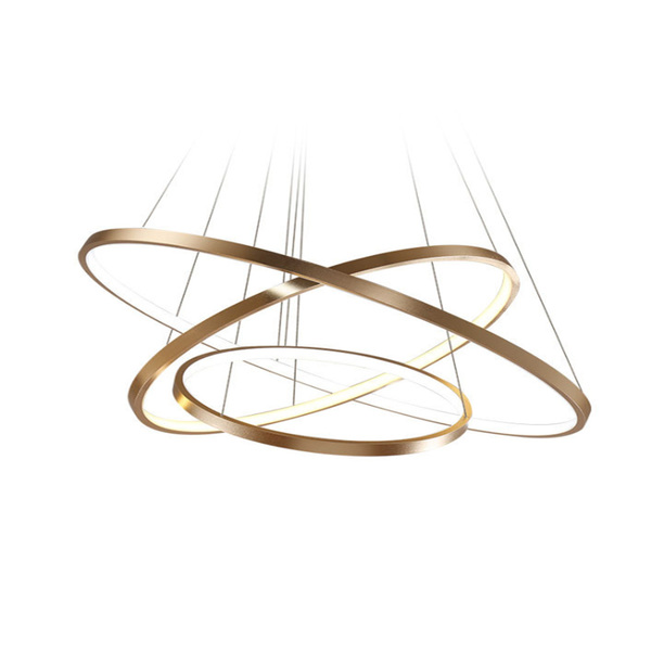 Planetary Rings Brushed Gold LED Pendant Chandelier