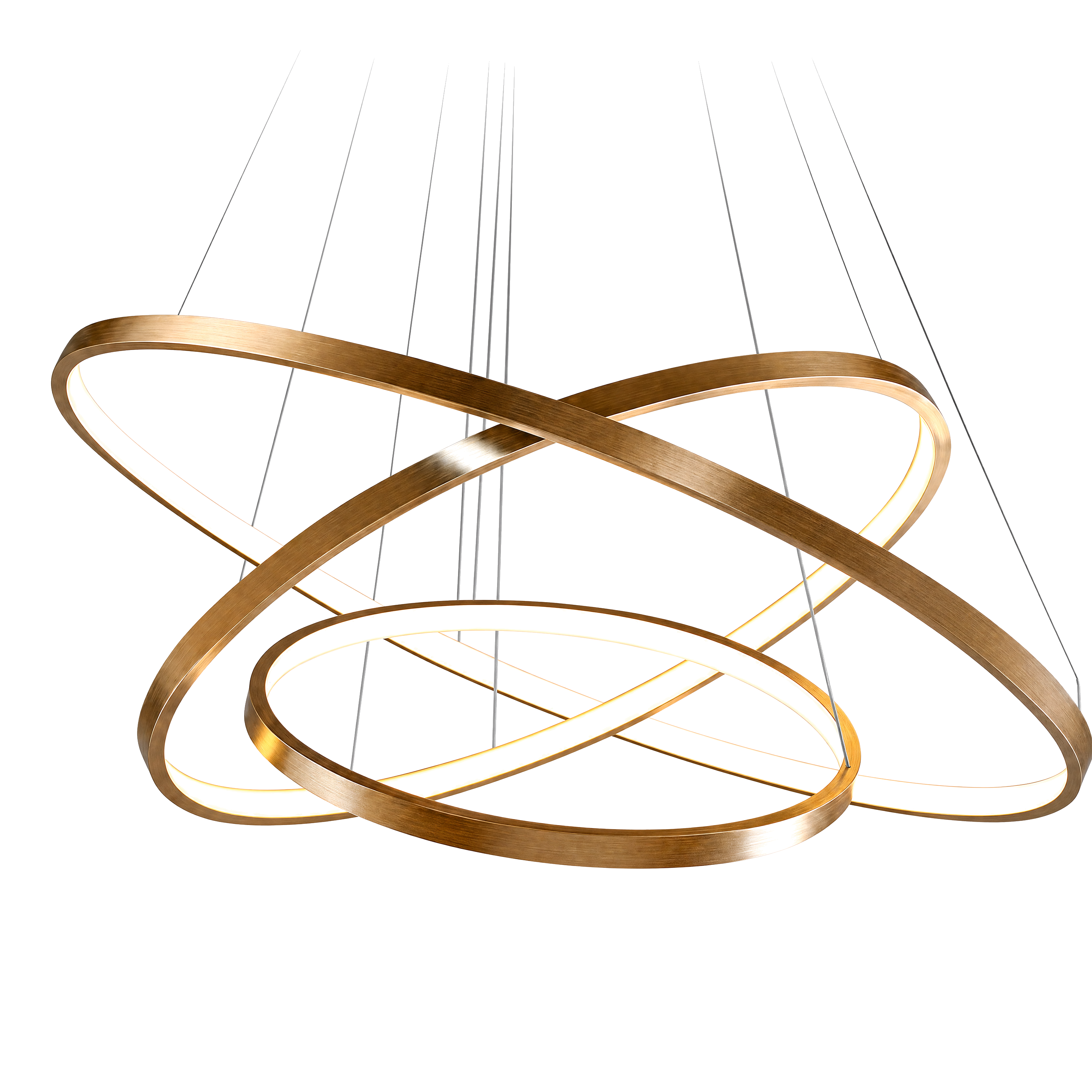 Planetary Rings Brushed Gold LED Pendant Chandelier