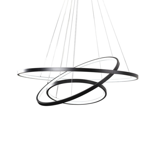 Planetary Rings Matt Black LED Pendant Chandelier