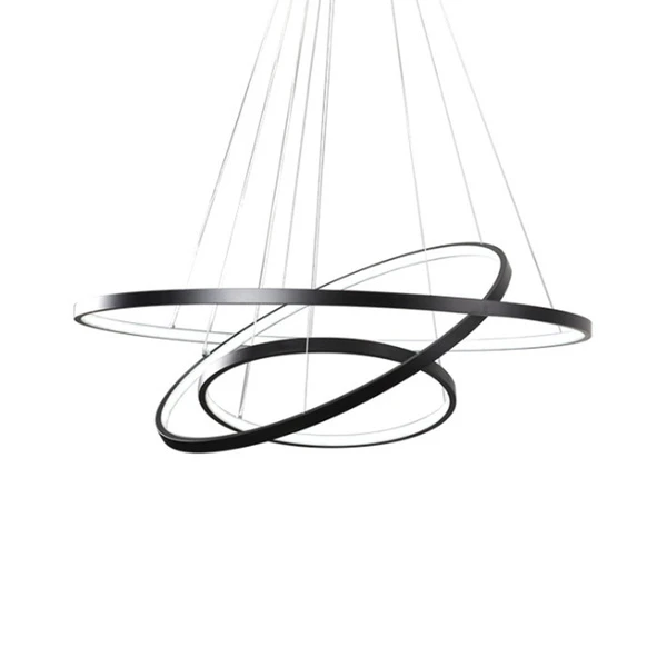 Planetary Rings Matt Black LED Pendant Chandelier