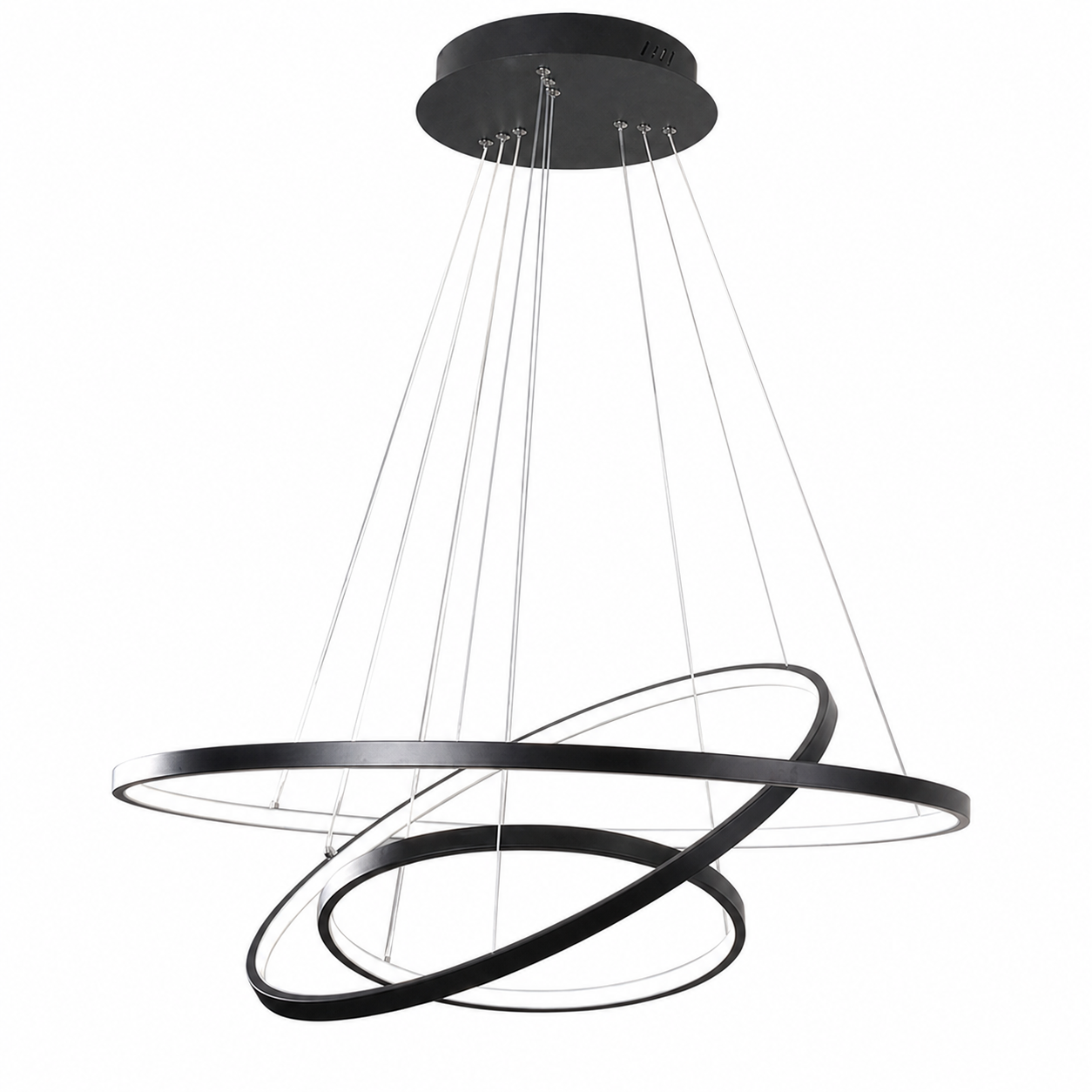 Planetary Rings Matt Black LED Pendant Chandelier