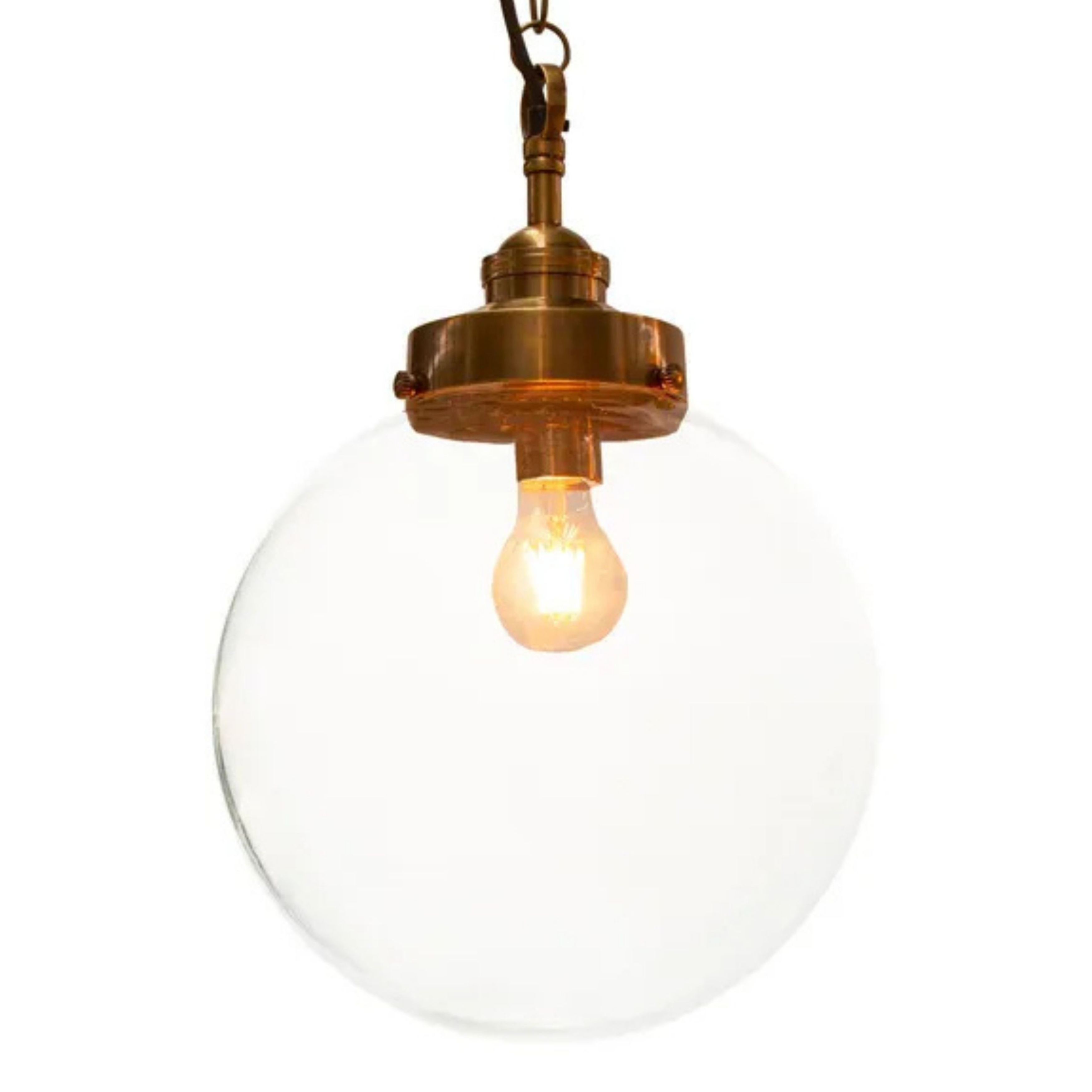 Celeste Round Glass Antique Brass Pendant Light