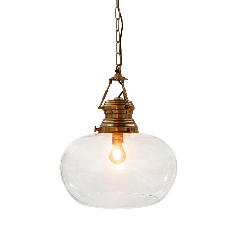 Paddington Glass Antique Brass Pendant Light
