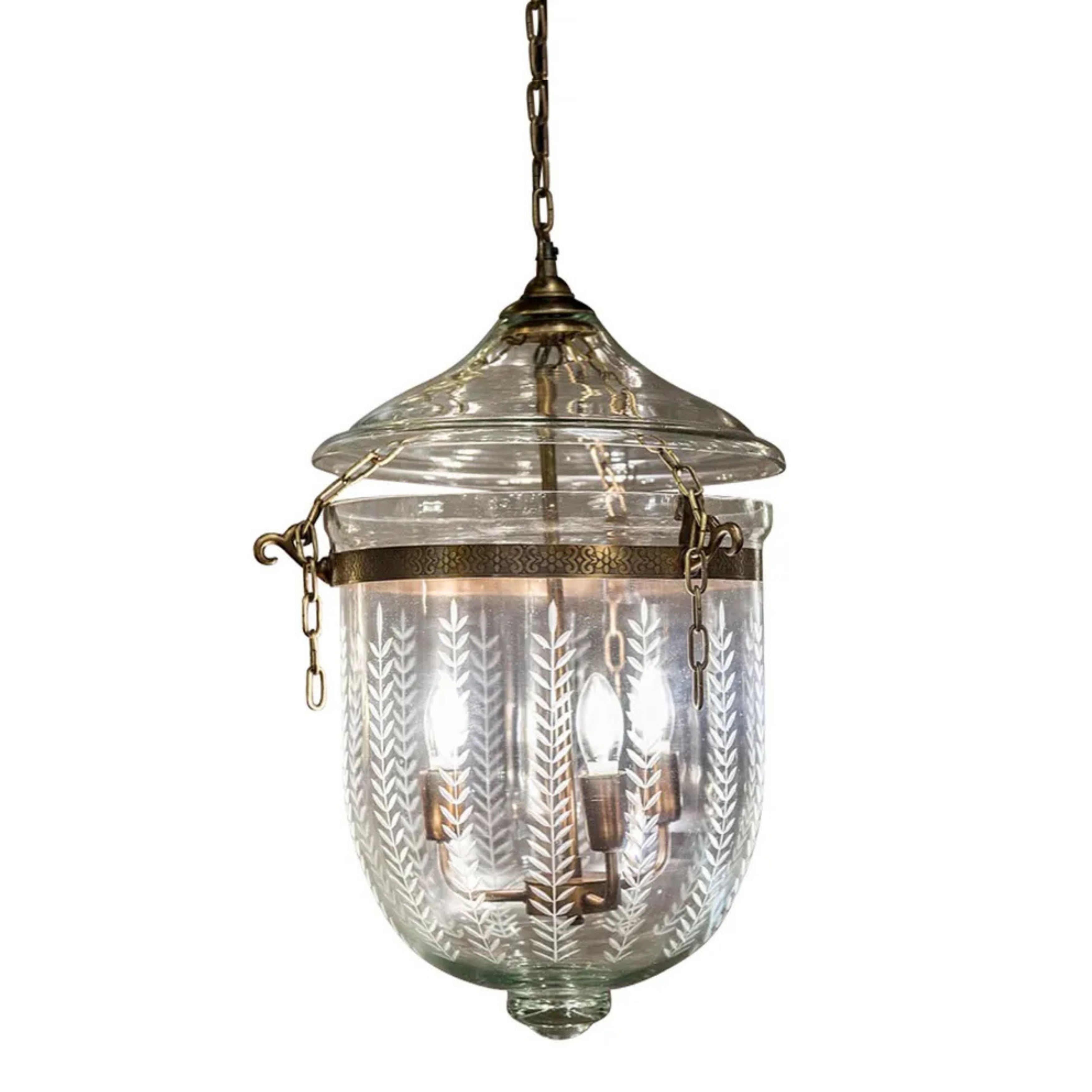 Laurel Leaf Glass Jar Pendant Light