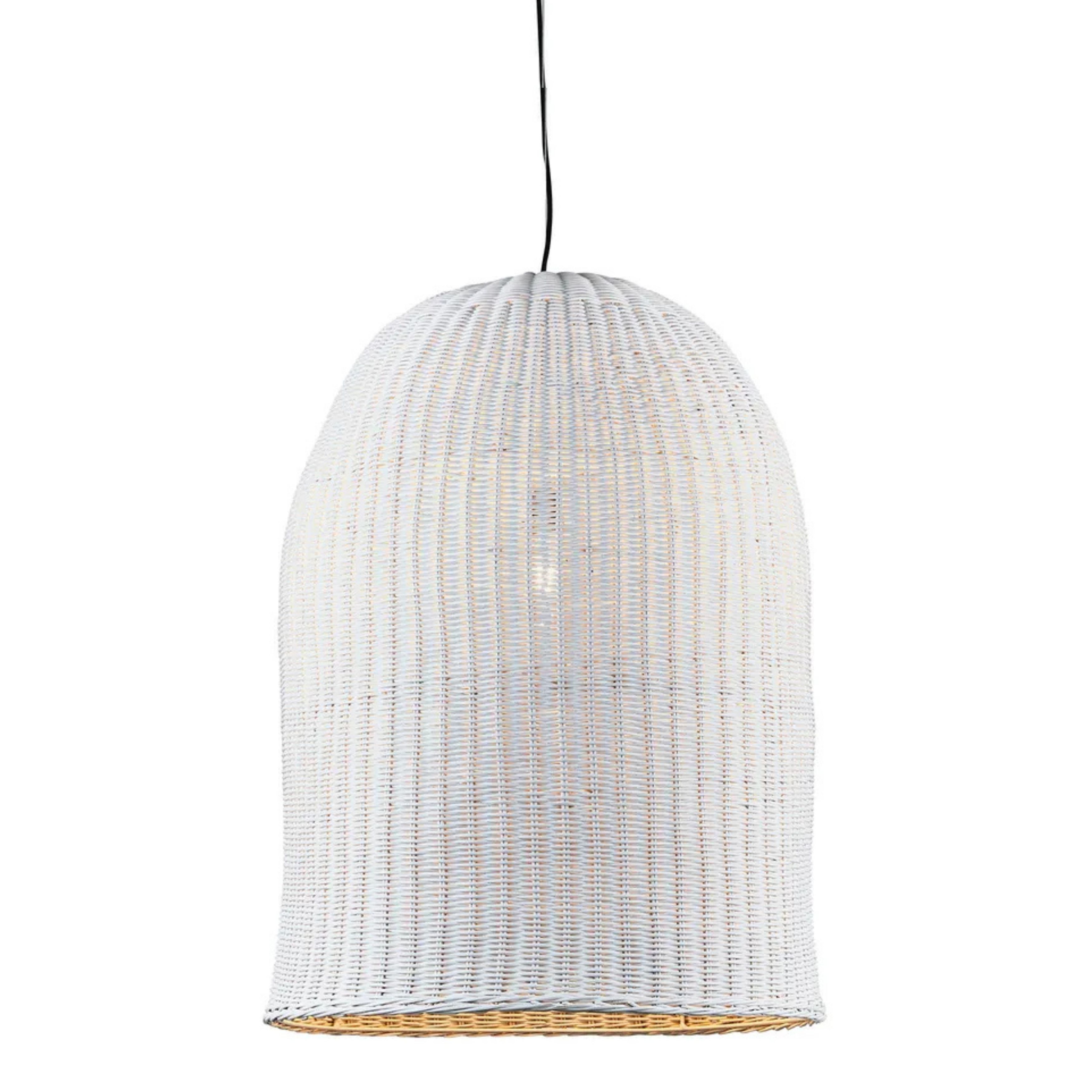 Toucans White Rattan Basket Pendant Light