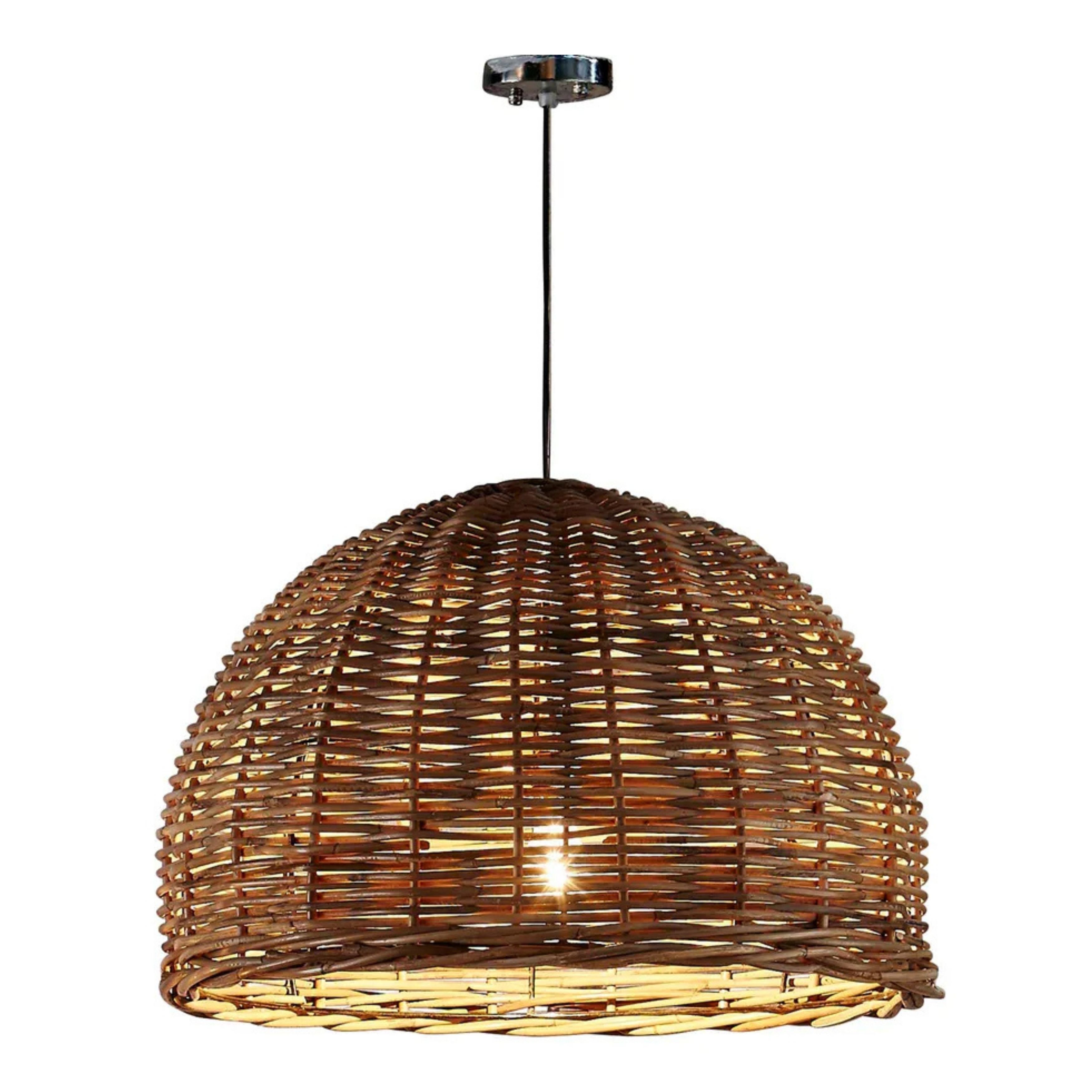 Nairobi Brown Dome Rattan Pendant Light