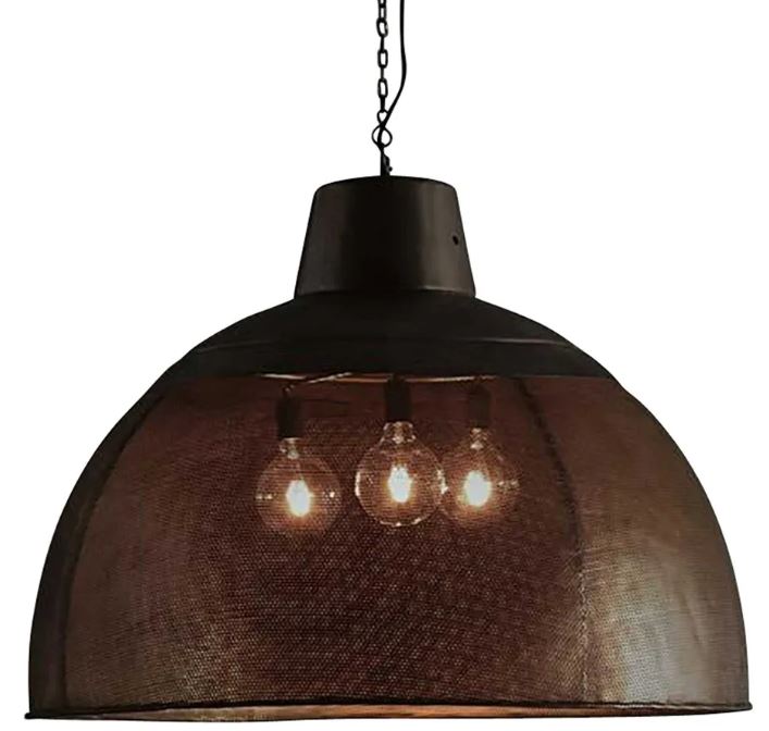 Zircon Perforated Black Dome Pendant Light