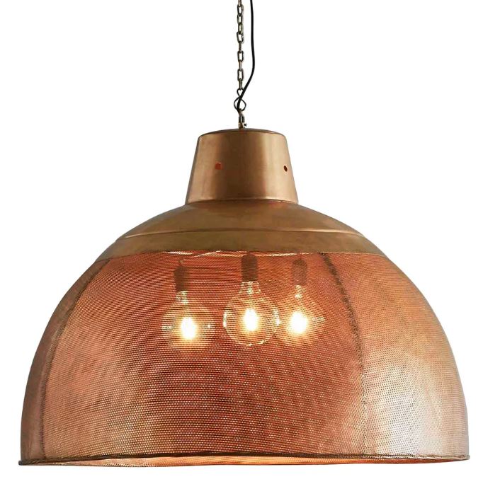 Zircon Perforated Brass Dome Pendant Light