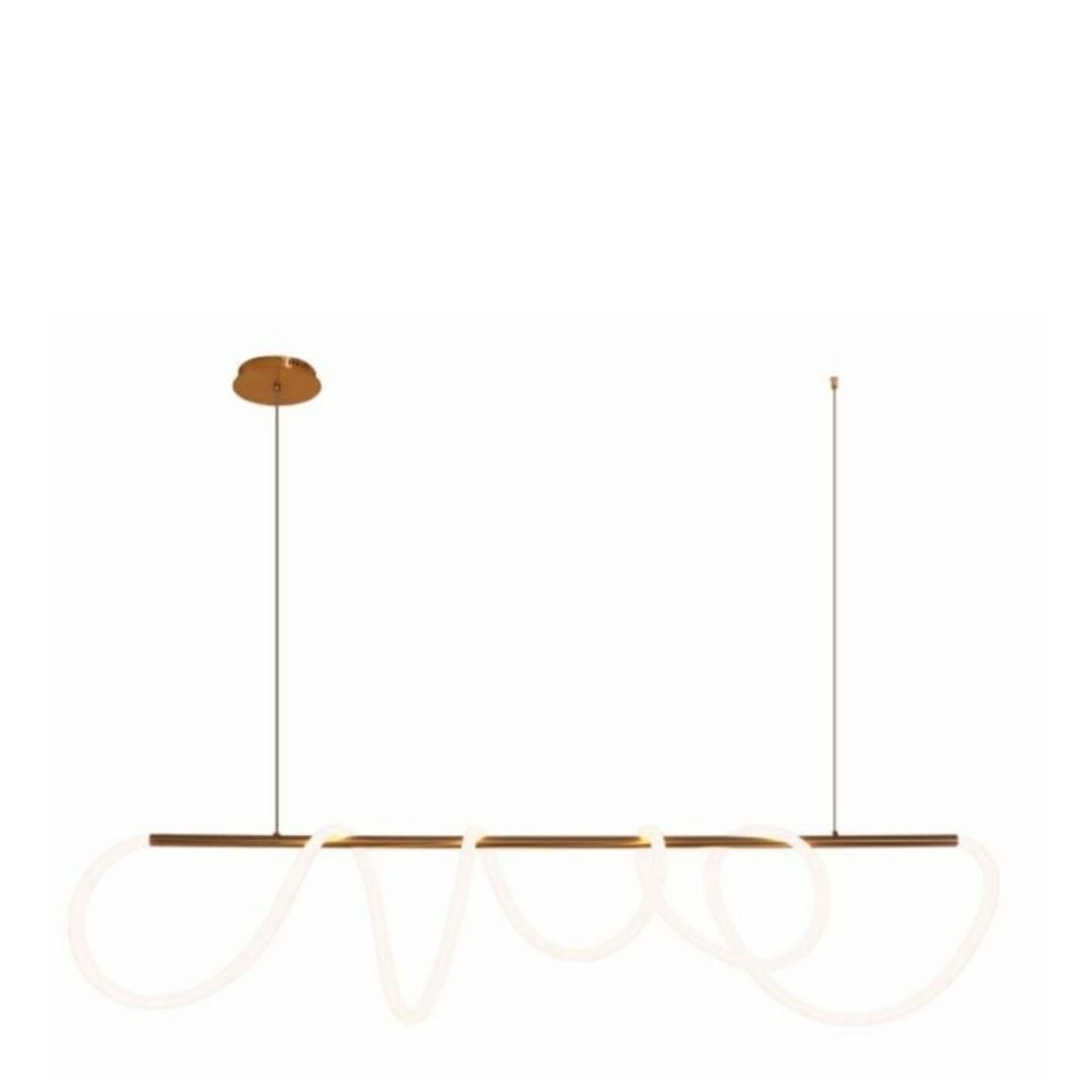Twist Satin Brass Linear Pendant Light